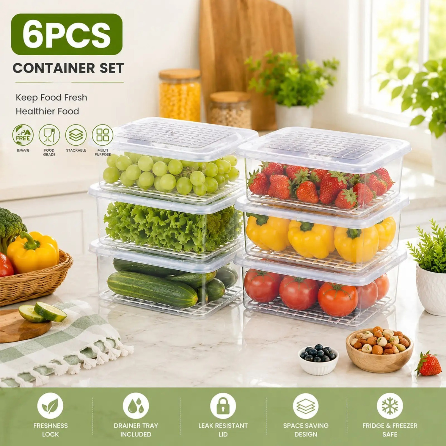 Image of Rosebee Plastic Fridge Container - 2400 ml