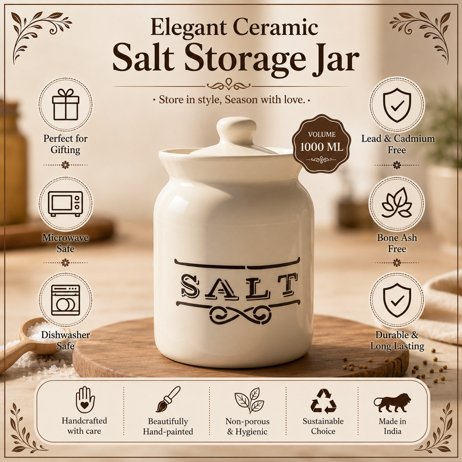 Image of D'Maiolica Ceramic Pickle Jar - 1000 ml