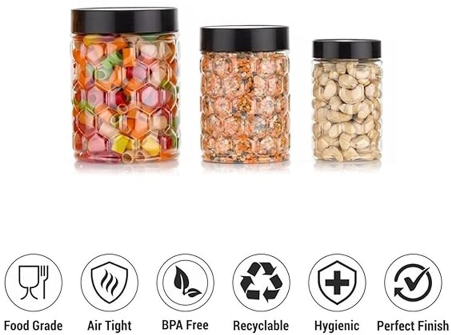 Image of GLAMEXYMART Plastic Grocery Container - 350 ml, 650 ml, 1200 ml