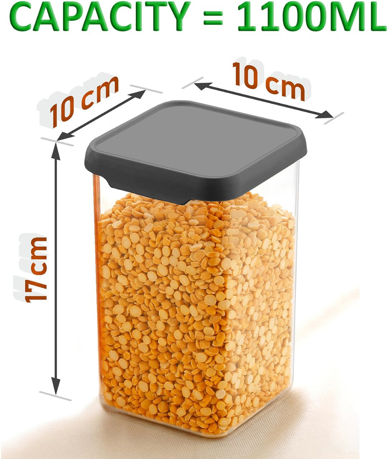 Image of Qtrix Plastic Grocery Container - 1100 ml