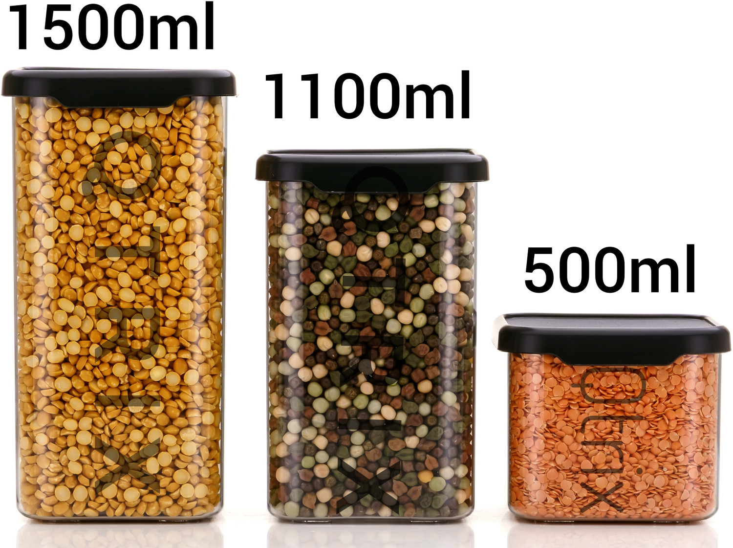Image of Qtrix Plastic Grocery Container - 500 ml, 1100 ml, 1500 ml