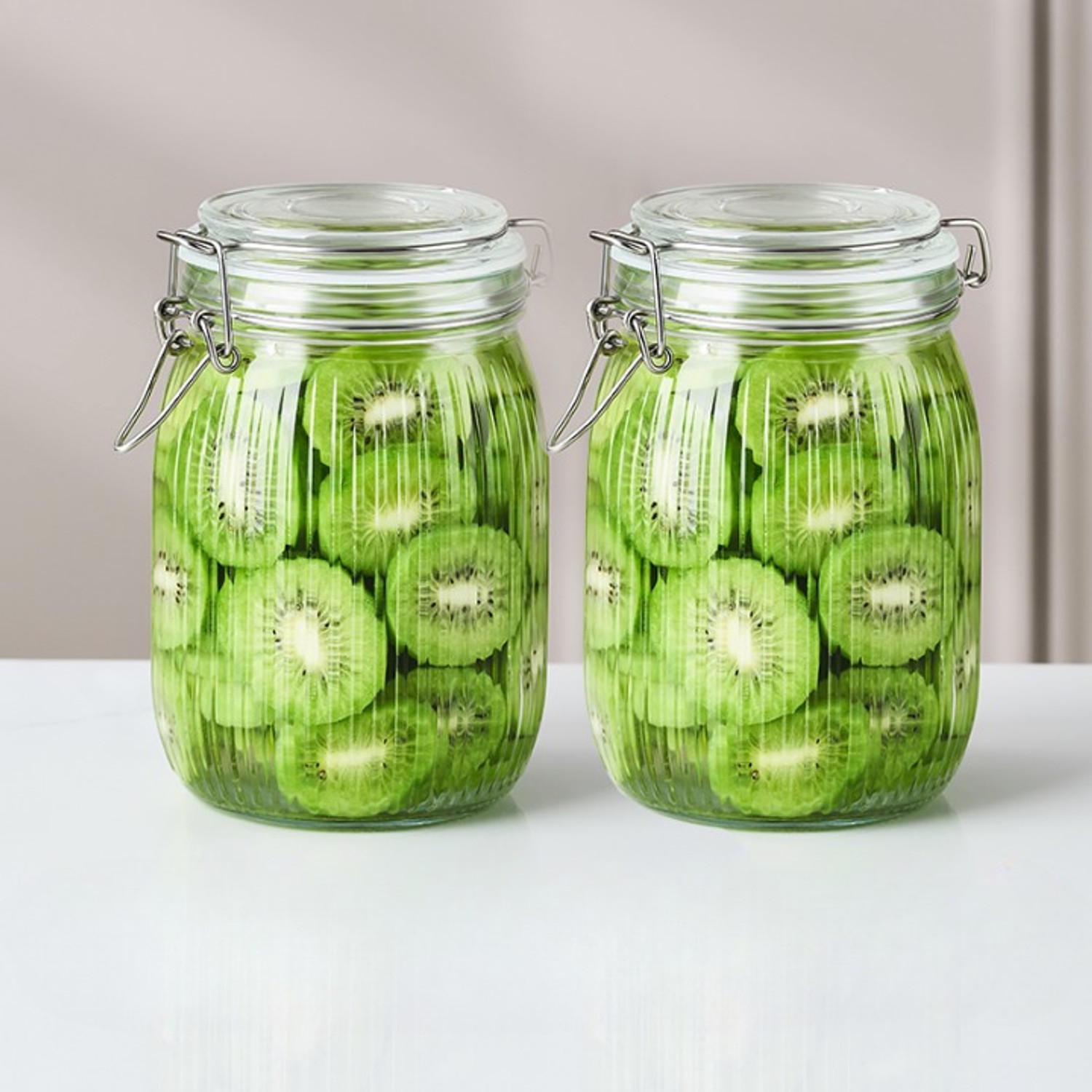 Image of GRACIOUS MART Glass Pickle Jar - 1000 ml