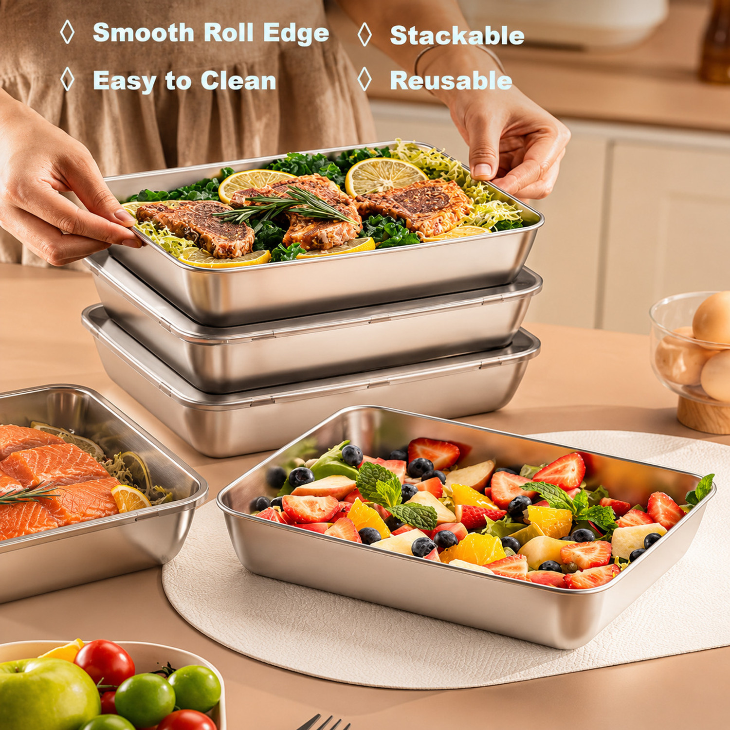 Image of SHARUJA Stainless Steel Fridge Container - 2000 ml
