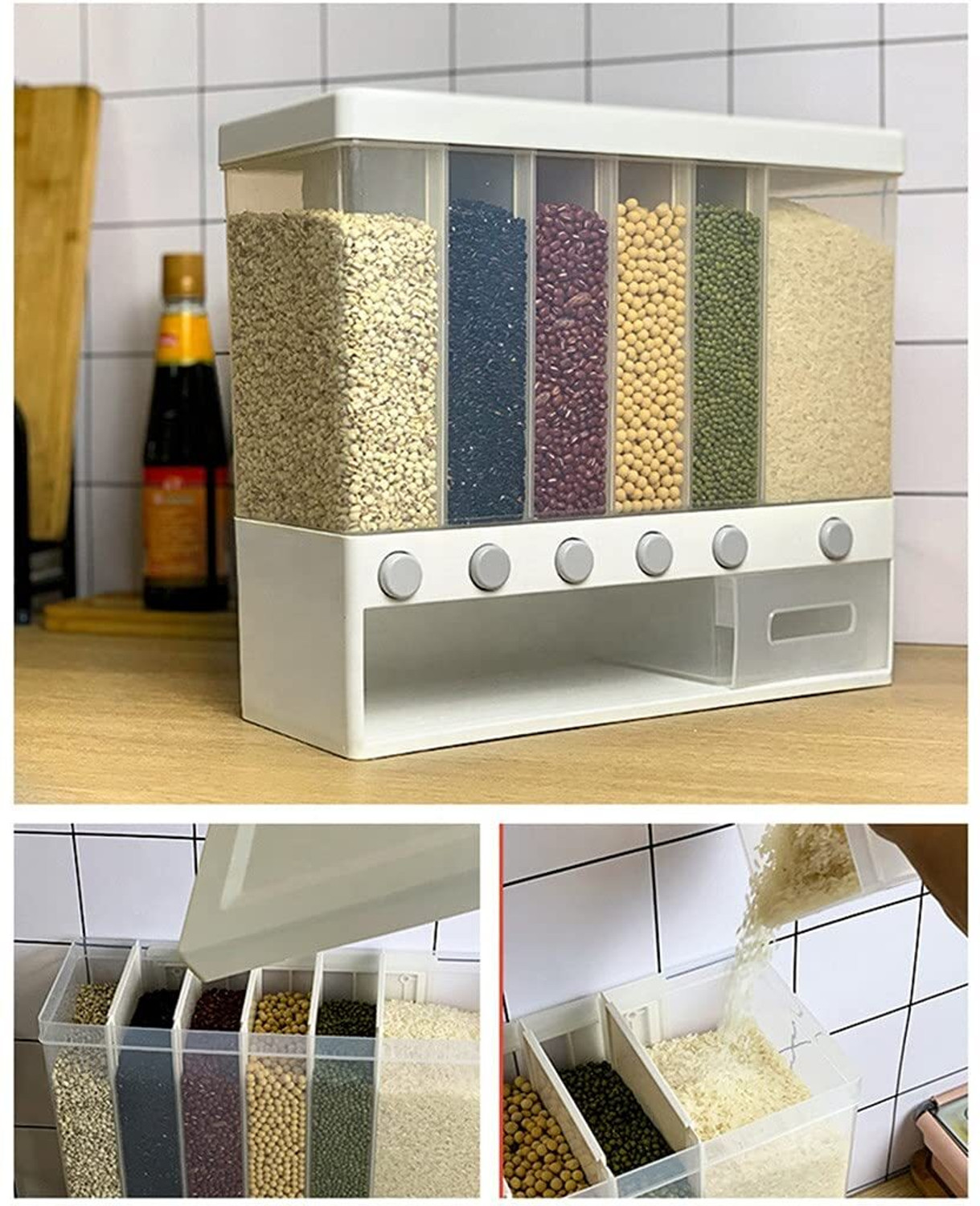 Image of Daji Plastic Cereal Dispenser - 10 kg (Multicolor)