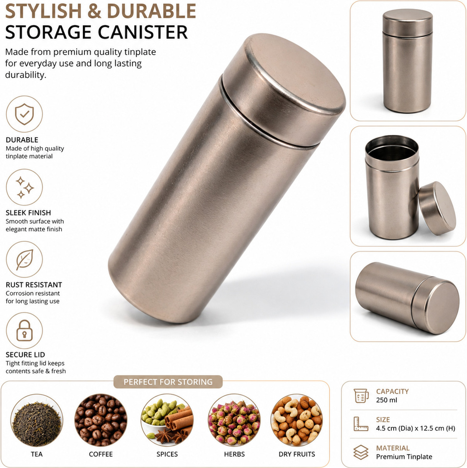 Image of AbcEcommerce Aluminium Utility Container - 500 ml (Silver)