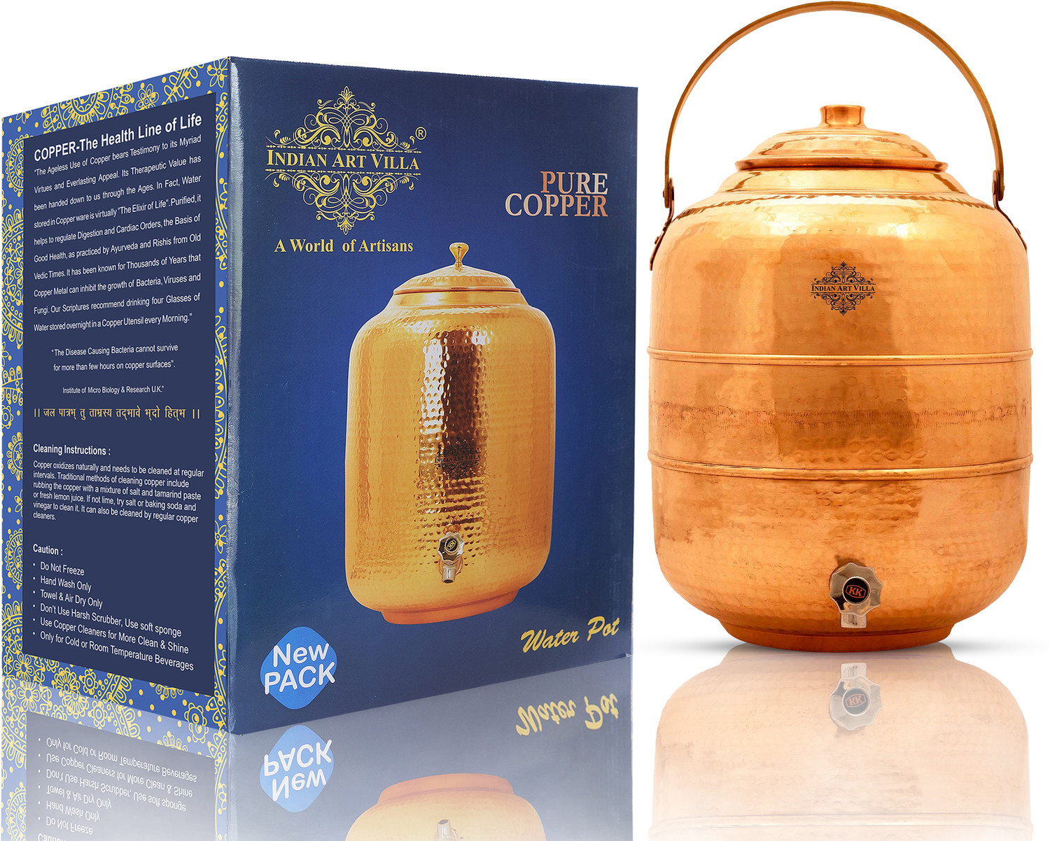 Image of IndianArtVilla Copper Grocery Container - 16 L