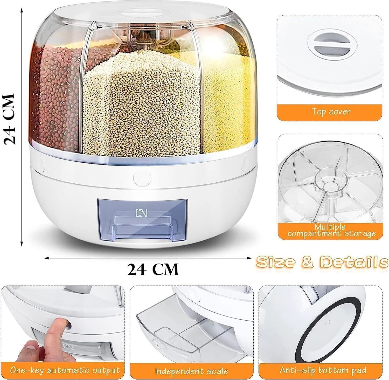Image of MANTAVYA Polypropylene Cereal Dispenser - 6 kg