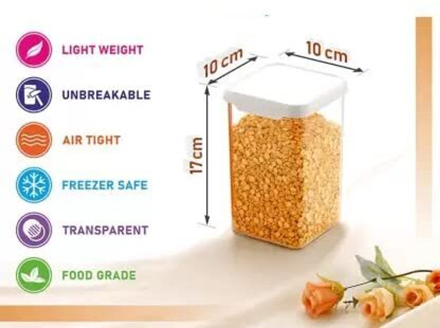 Image of Qtrix Plastic Grocery Container - 1100 ml