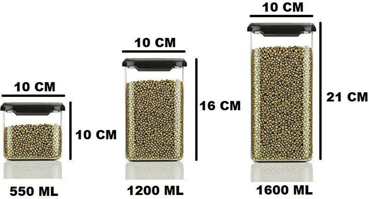 Image of SARAZA Plastic Grocery Container - 550 ml, 1200 ml, 1600 ml