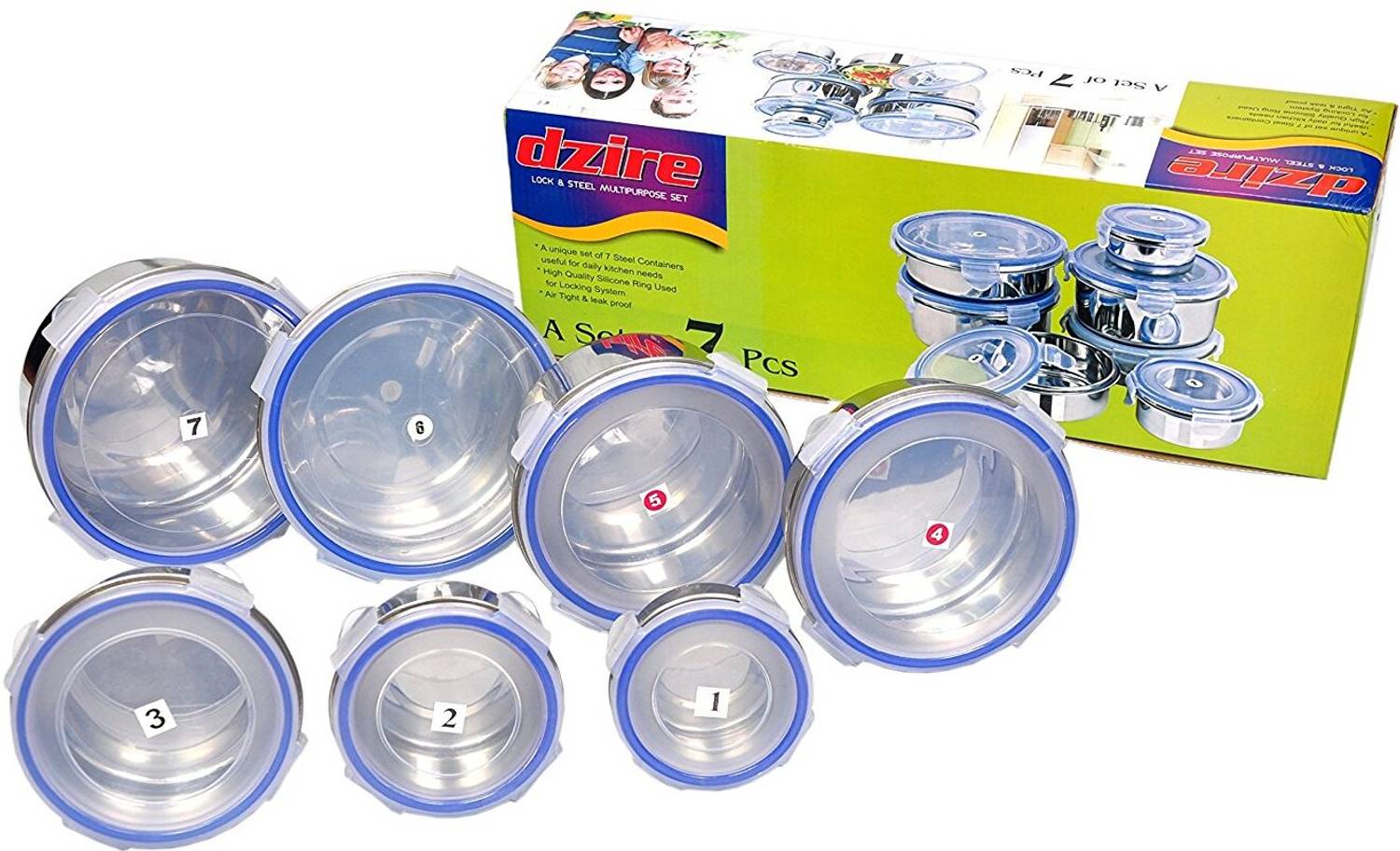 Rema 1000 ml Stainless Steel Container Pack of 7 - Image 2
