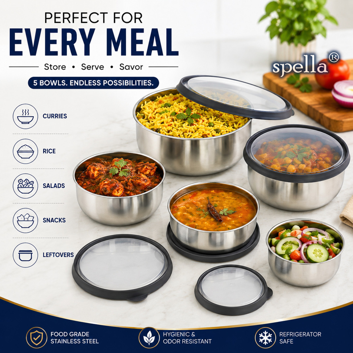 Image of Spella Stainless Steel Utility Container - 4350 ml