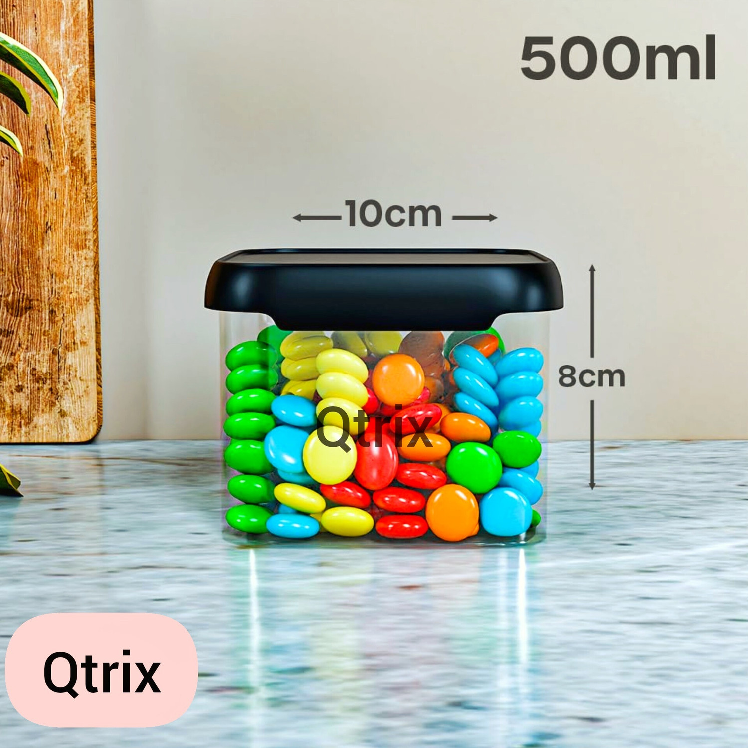Image of Qtrix Plastic Grocery Container - 1100 ml, 500 ml