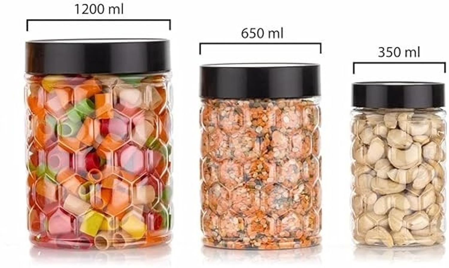 Image of Glamexy Plastic Grocery Container - 350 ml, 650 ml, 1200 ml