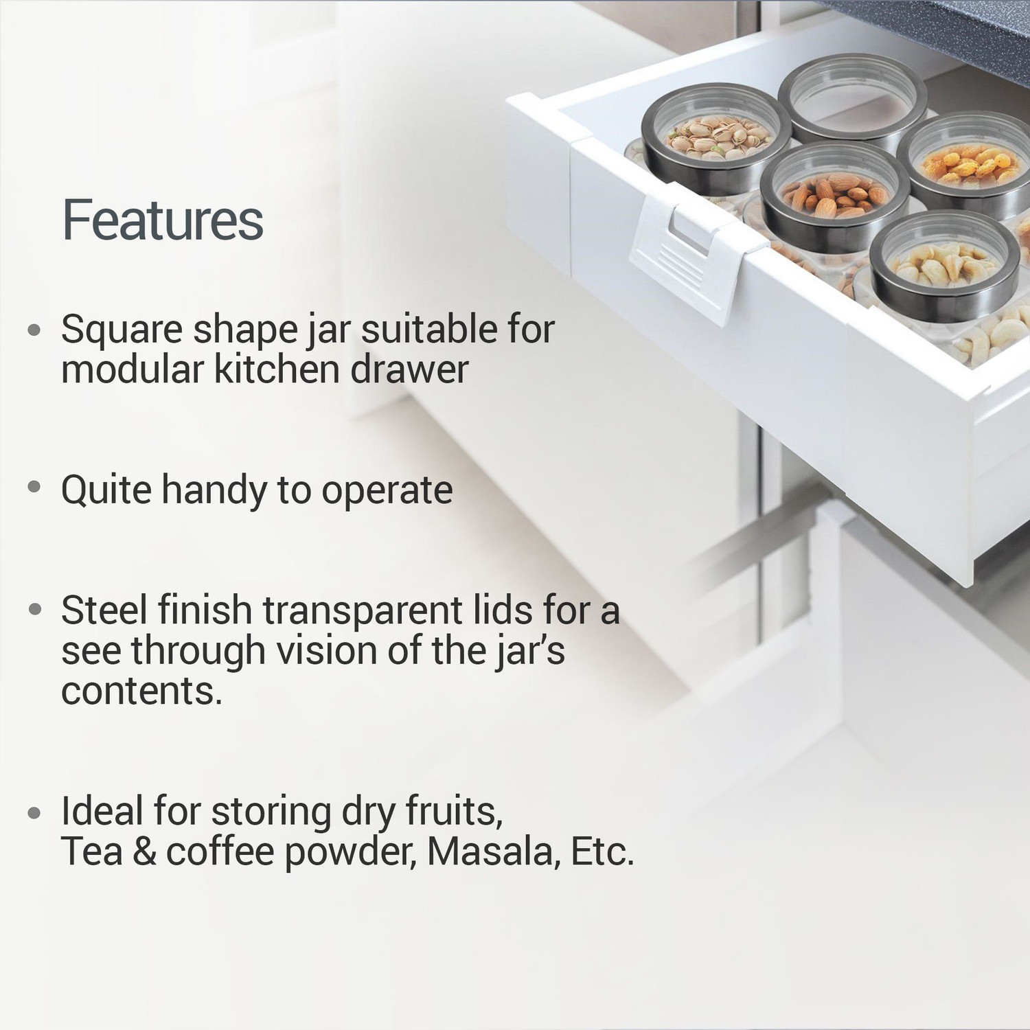 Image of TREO Plastic Grocery Container - 180 ml (Pack of 3, Clear, Silver)