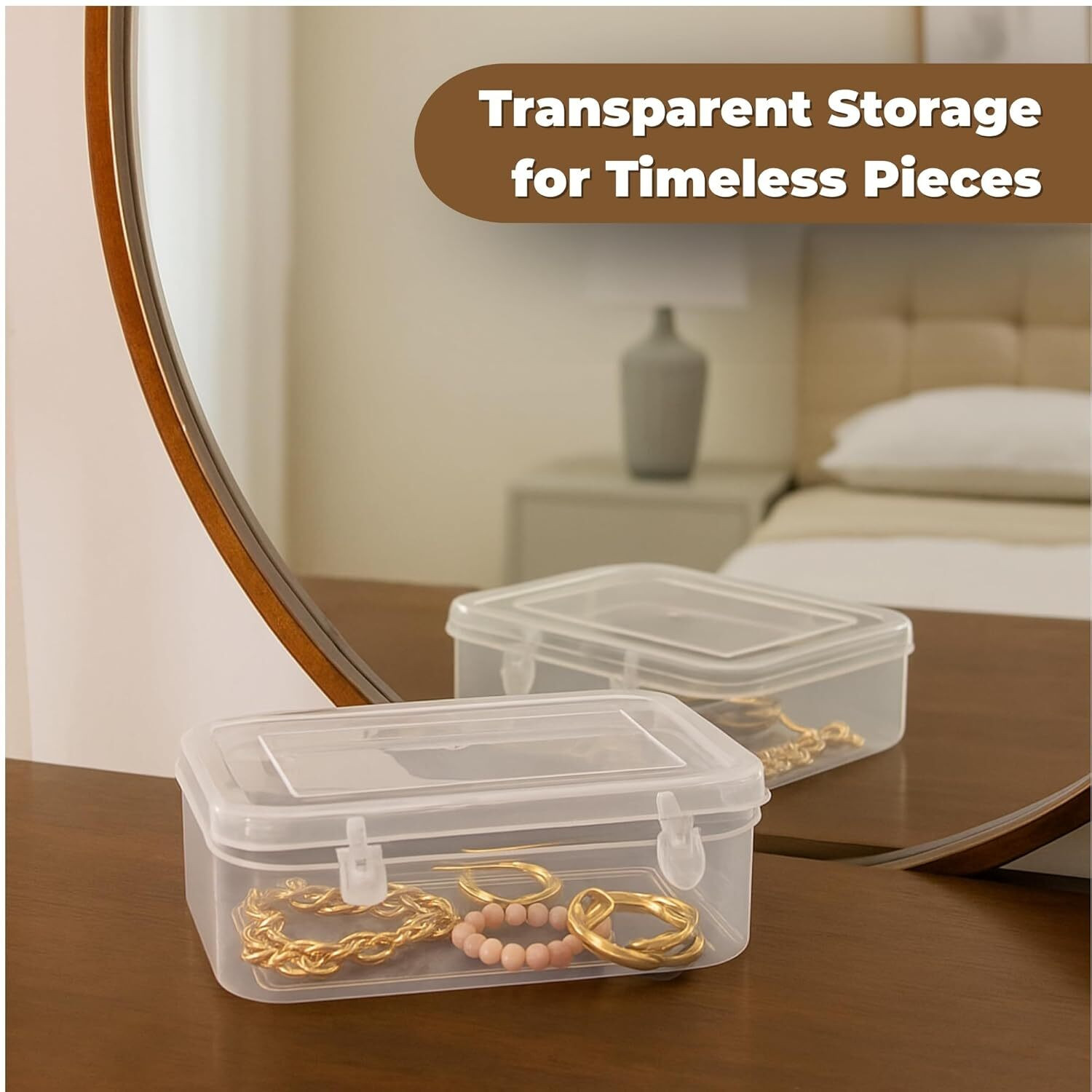 Image of Eos 600 ML Clear Plastic Storage Box 12 PC - BPA-Free, Pantry & Fridge Organization Storage Box (White)