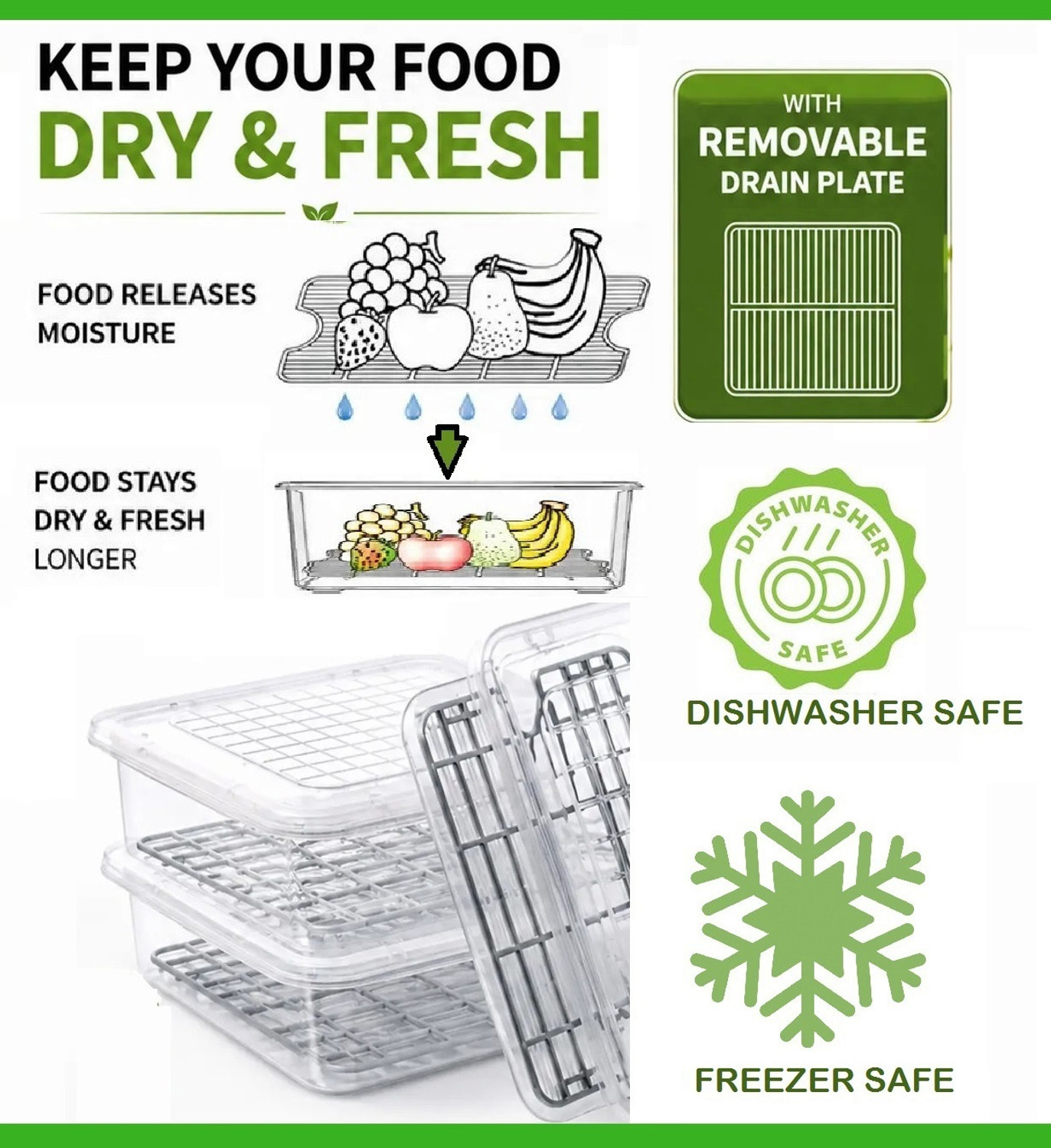 Image of Rosebee Plastic Fridge Container - 2400 ml