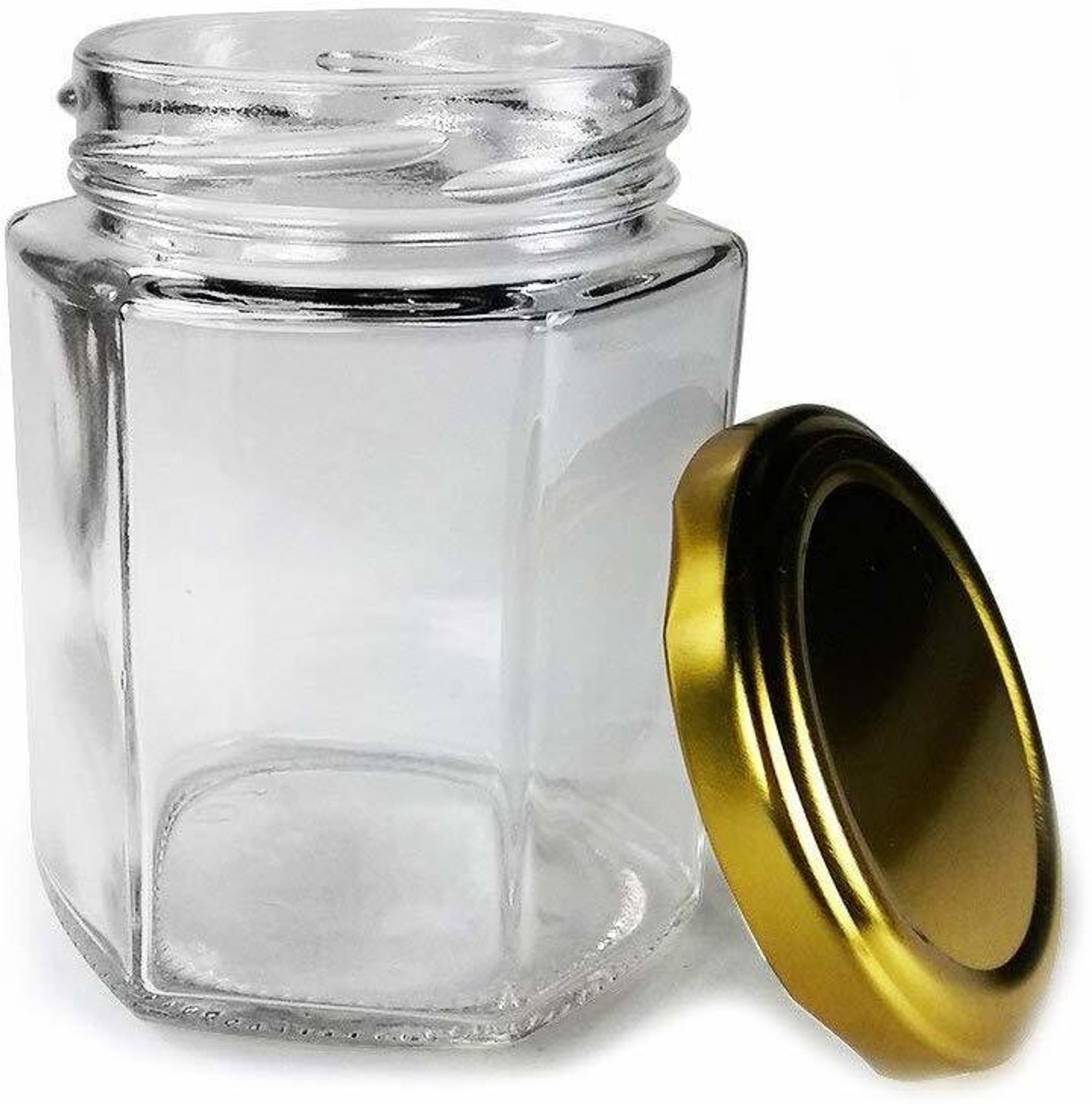Image of CROCO JAR Glass Grocery Container - 200 ml (Pack of 6, Silver)