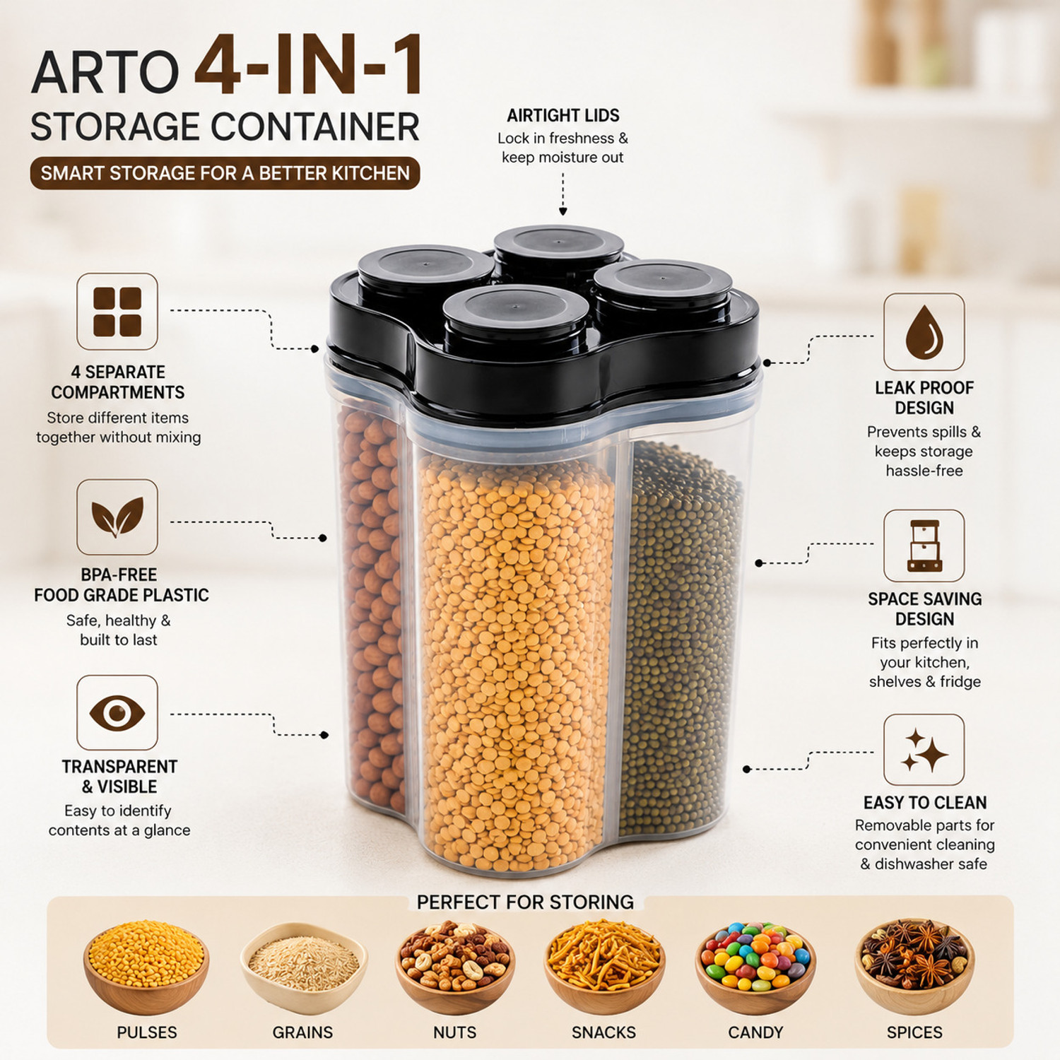 Image of Arto Plastic Grocery Container - 2500 ml