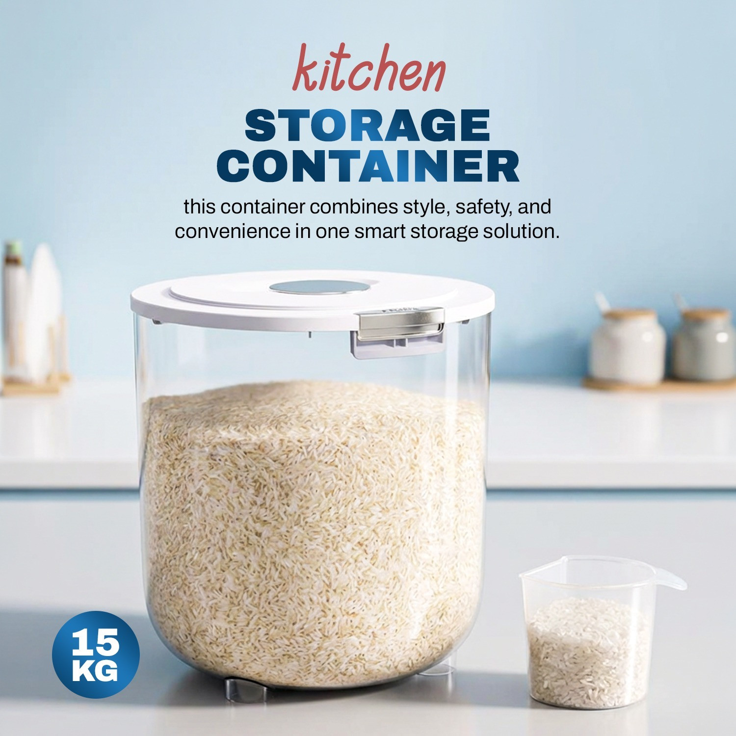 Image of MYOZ Polypropylene Cereal Dispenser - 15 kg
