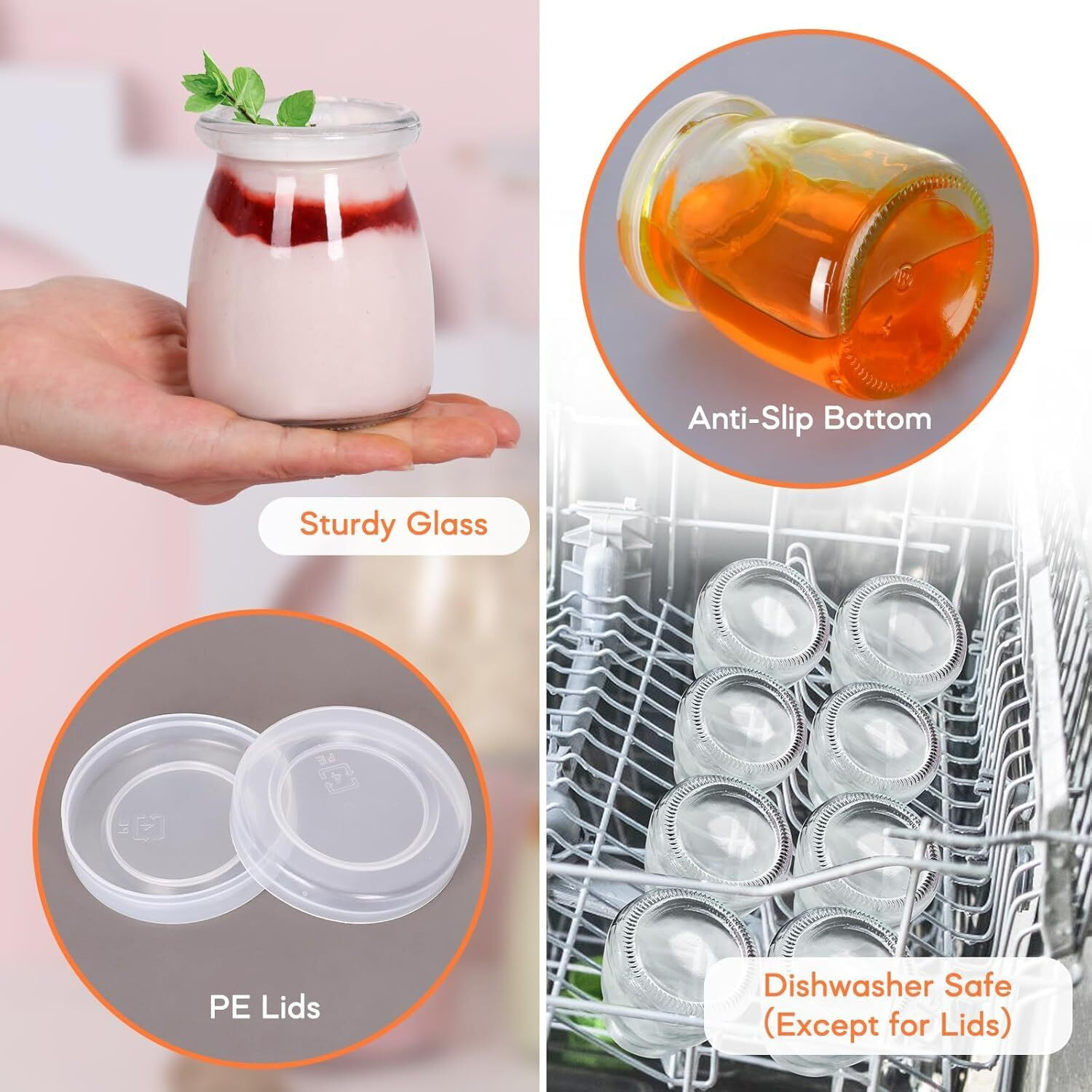 Image of NIYA TRENDZ Glass Fridge Container - 100 ml (Pack of 6, Transparent)