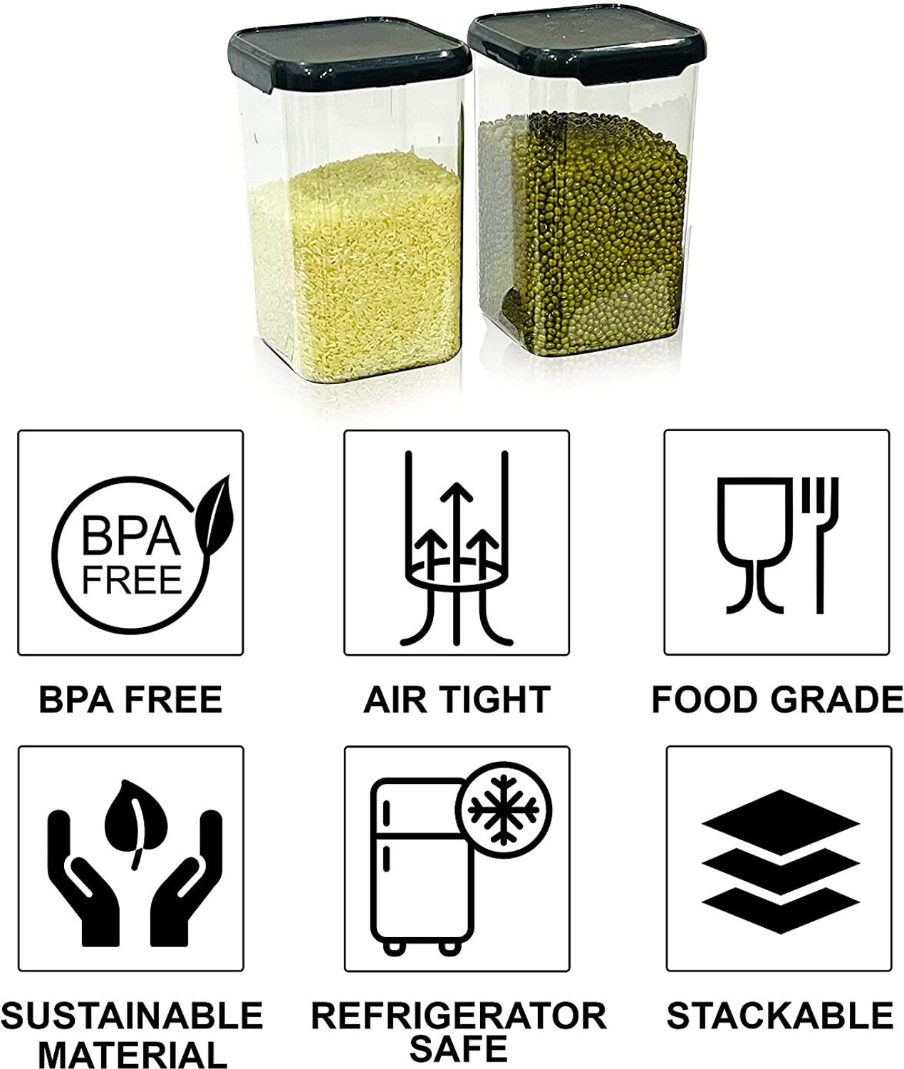Image of Qtrix Plastic Grocery Container - 1100 ml