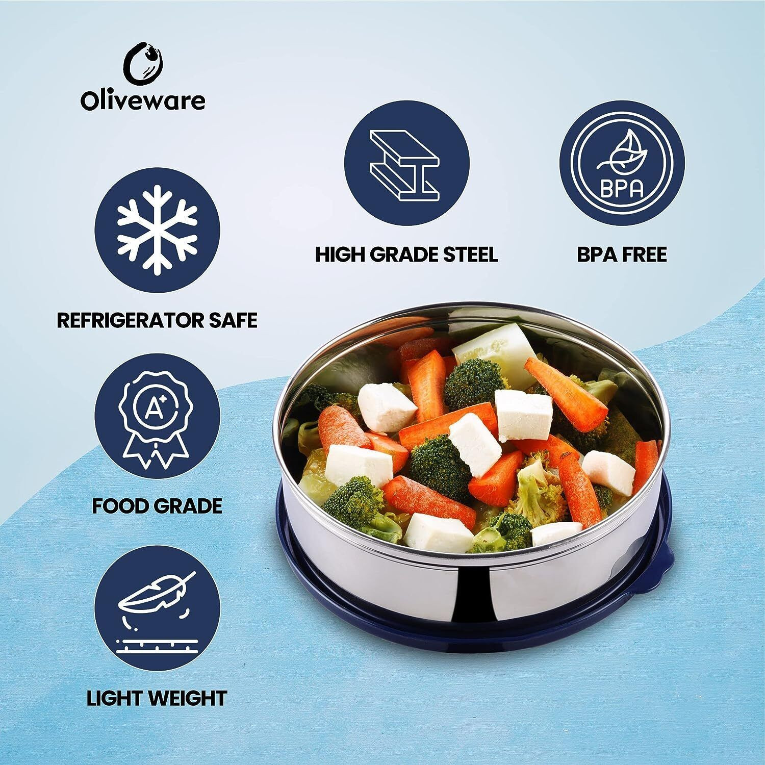 Image of Oliveware Steel Utility Container - 1000 ml