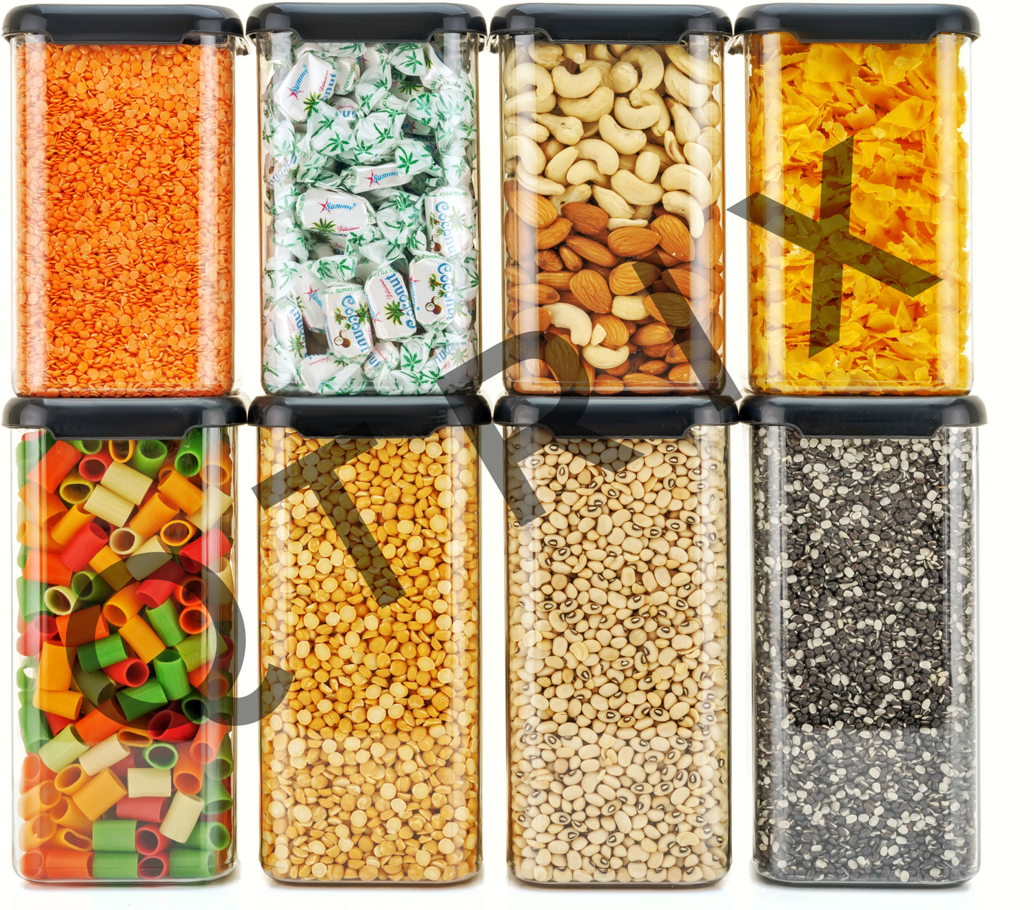 Image of Qtrix Plastic Grocery Container - 1500 ml, 1100 ml