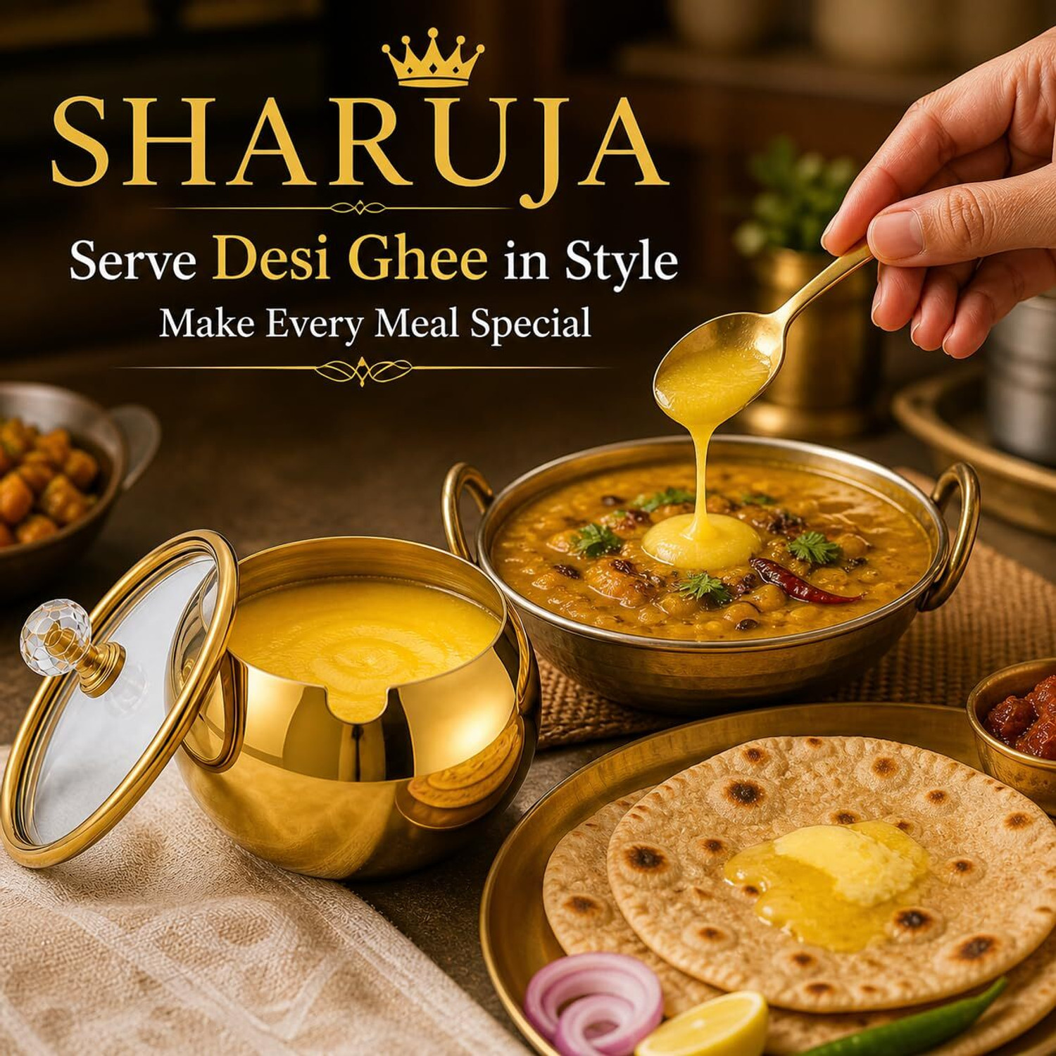 Image of SHARUJA Stainless Steel Fridge Container - 400 ml (Gold)