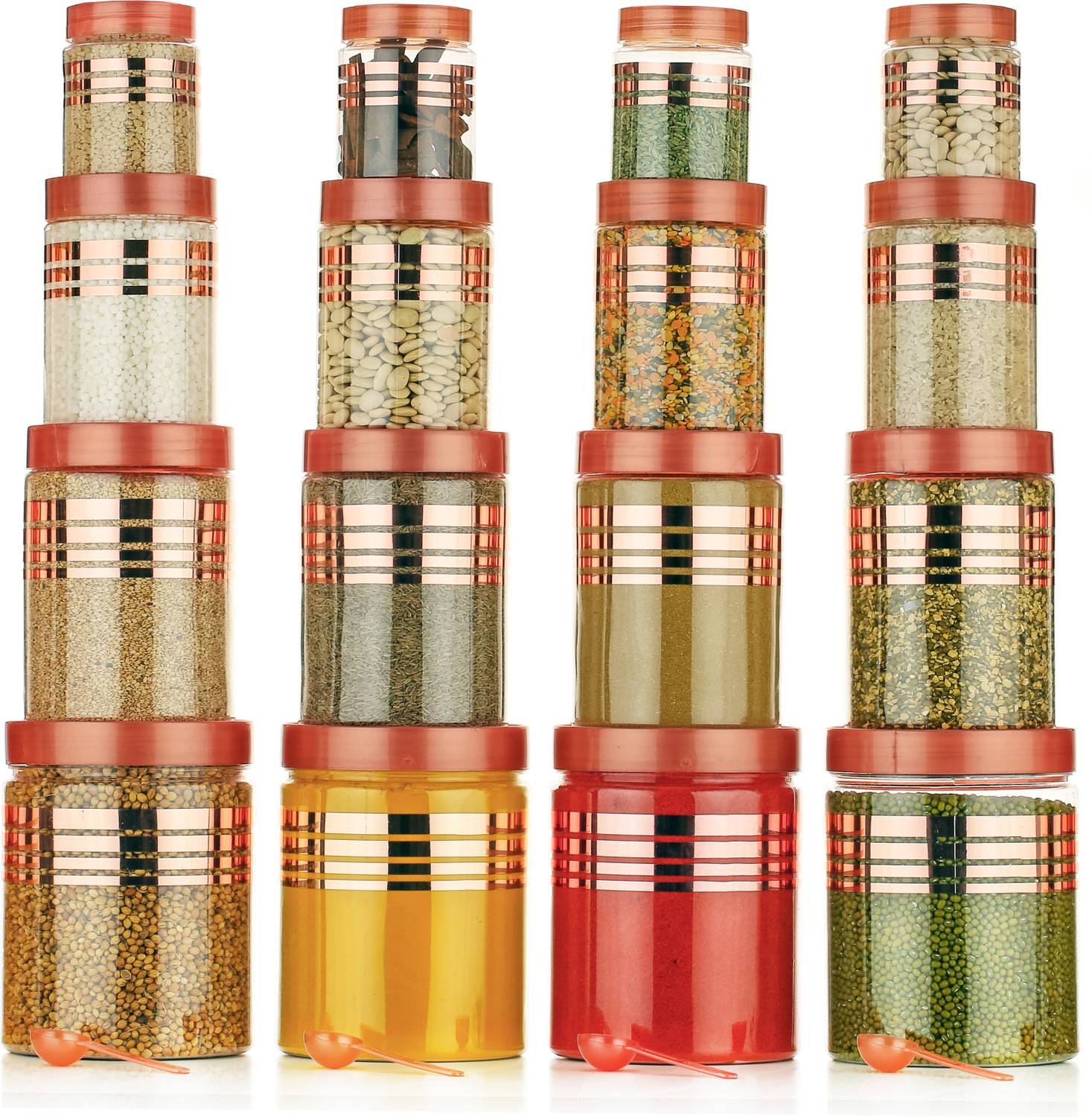 AMBIOUS Plastic Grocery Container - 1200 ml, 650 ml, 350 ml, 250 ml