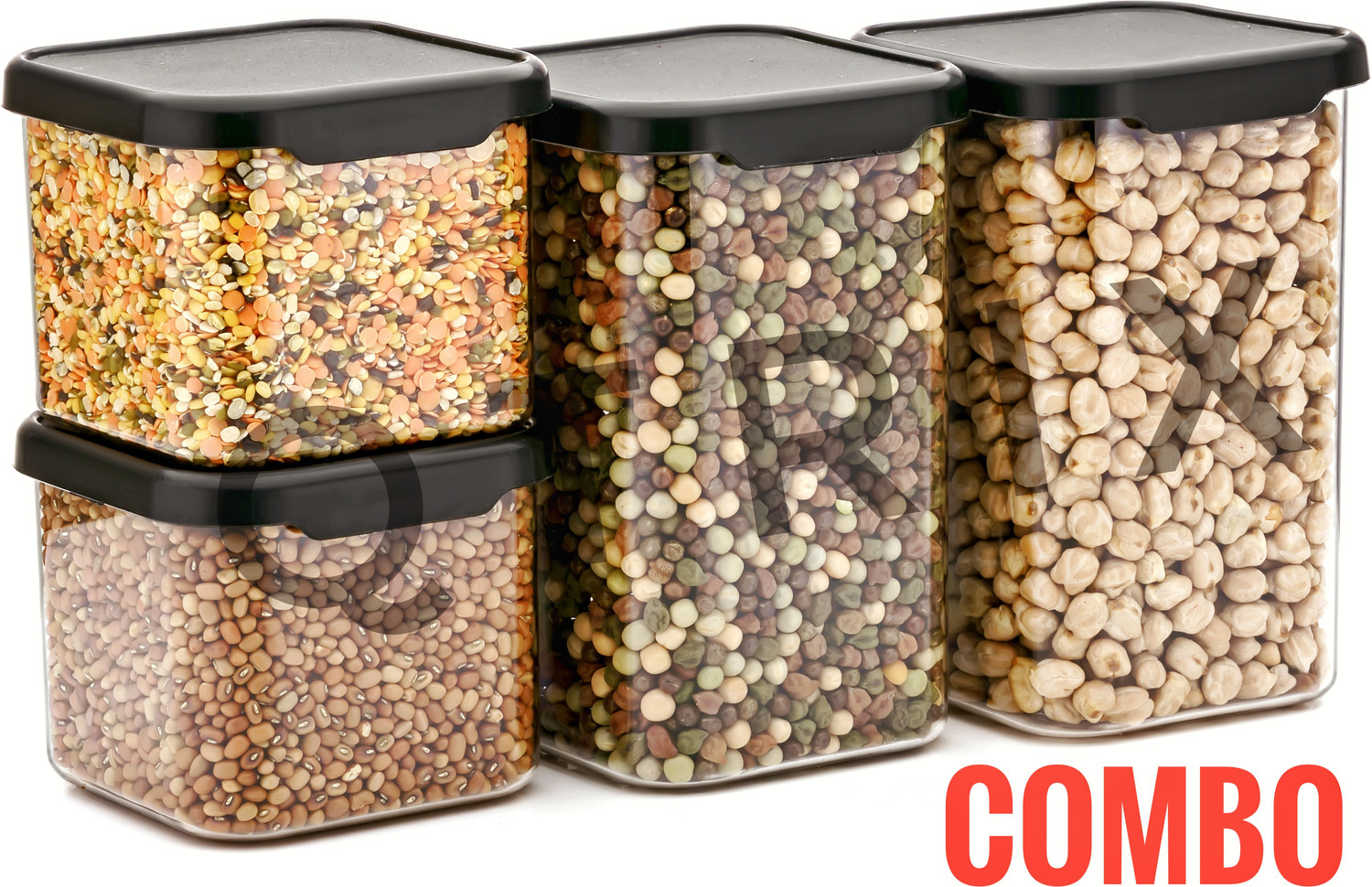 Image of Qtrix Plastic Grocery Container - 1100 ml, 500 ml