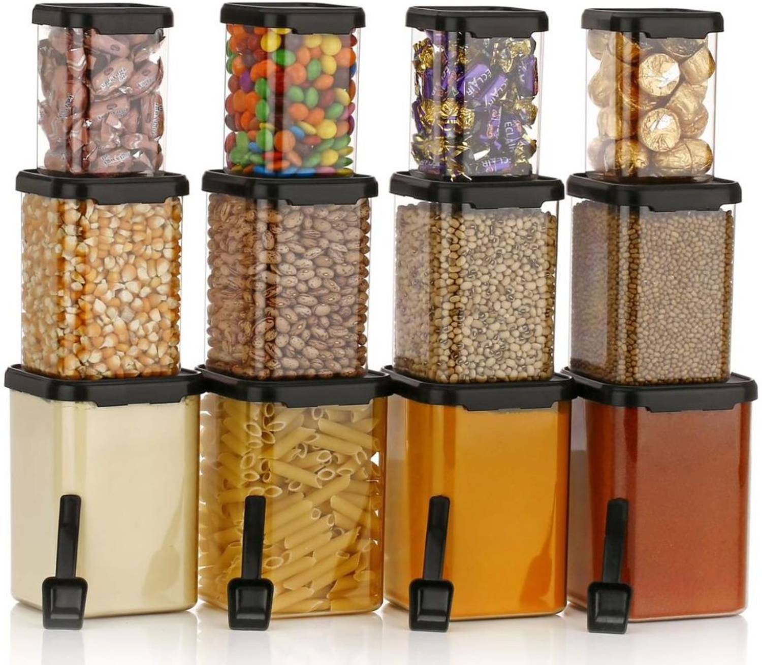 AMBIOUS Plastic Grocery Container - 950 ml, 650 ml, 350 ml