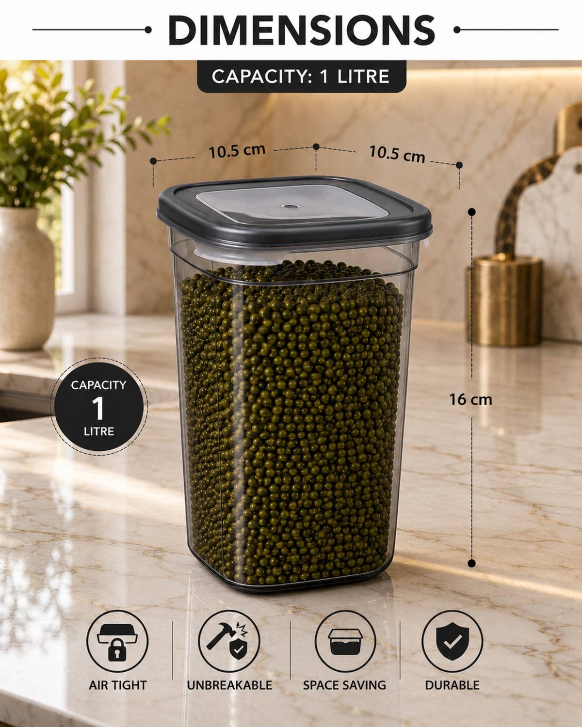 NEXIUM Plastic Grocery Container - 1 L - Image 2
