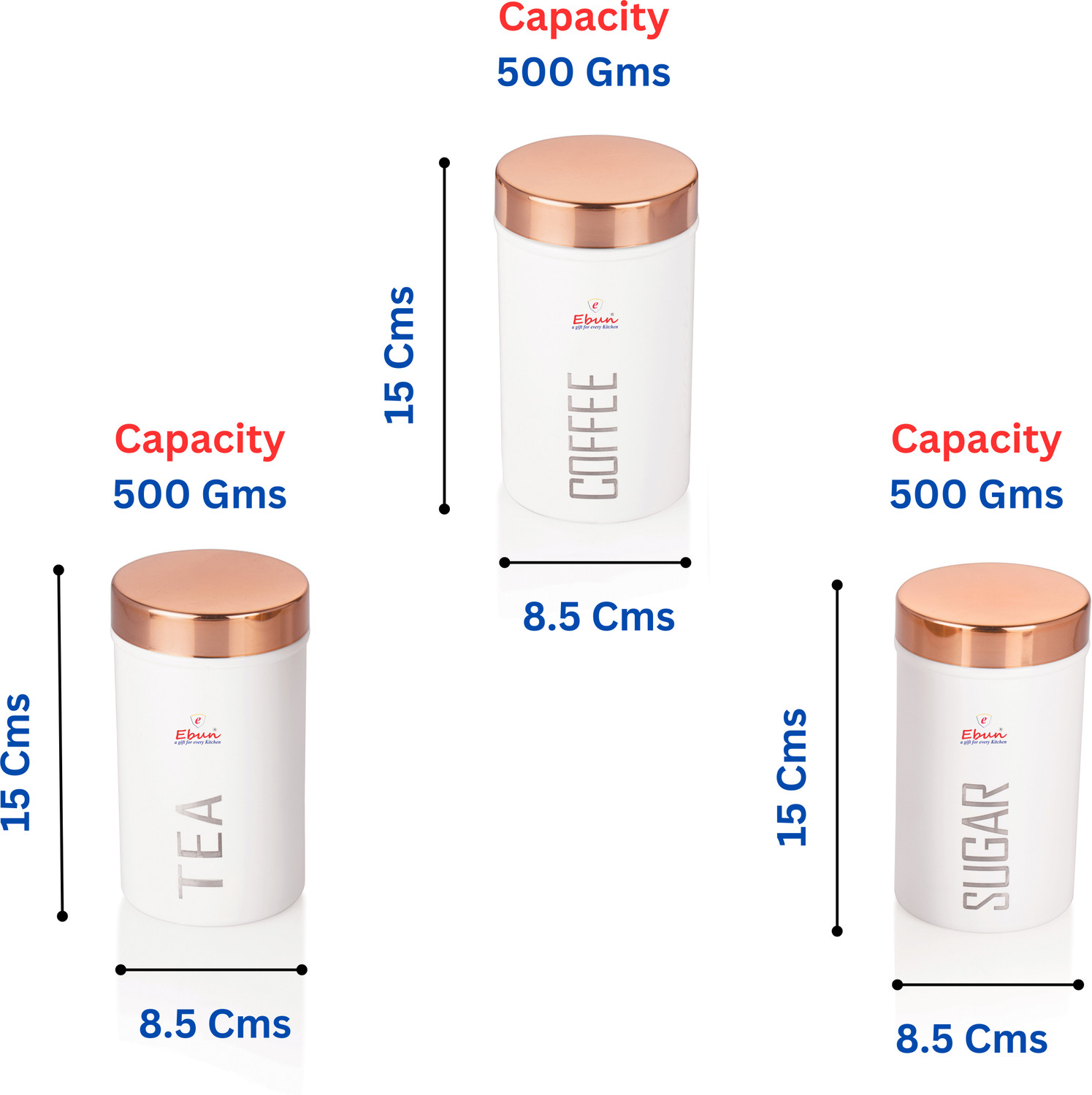 Image of Ebun Stainless Steel Tea Coffee & Sugar Container - 500 g