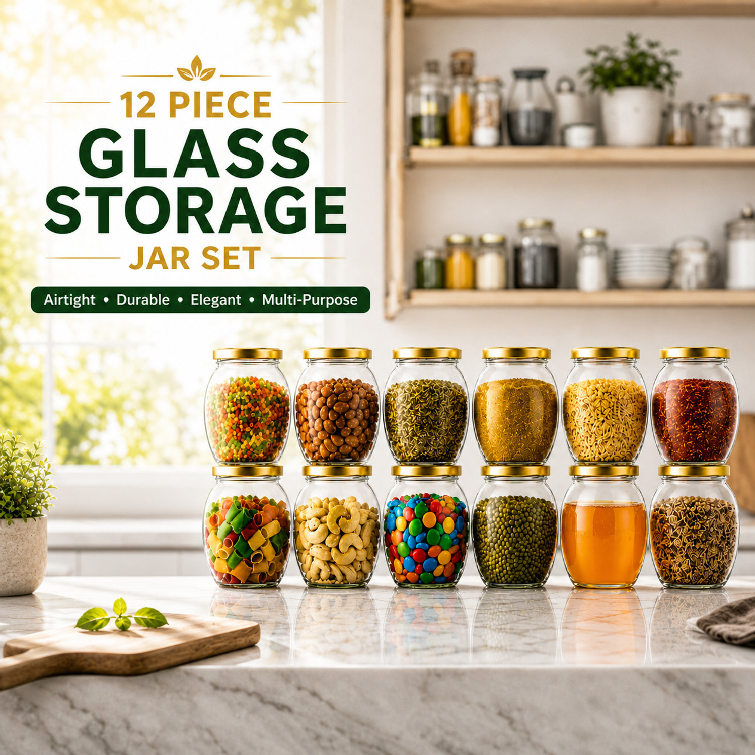 Image of Red-Rubby Glass Grocery Container - 350 ml