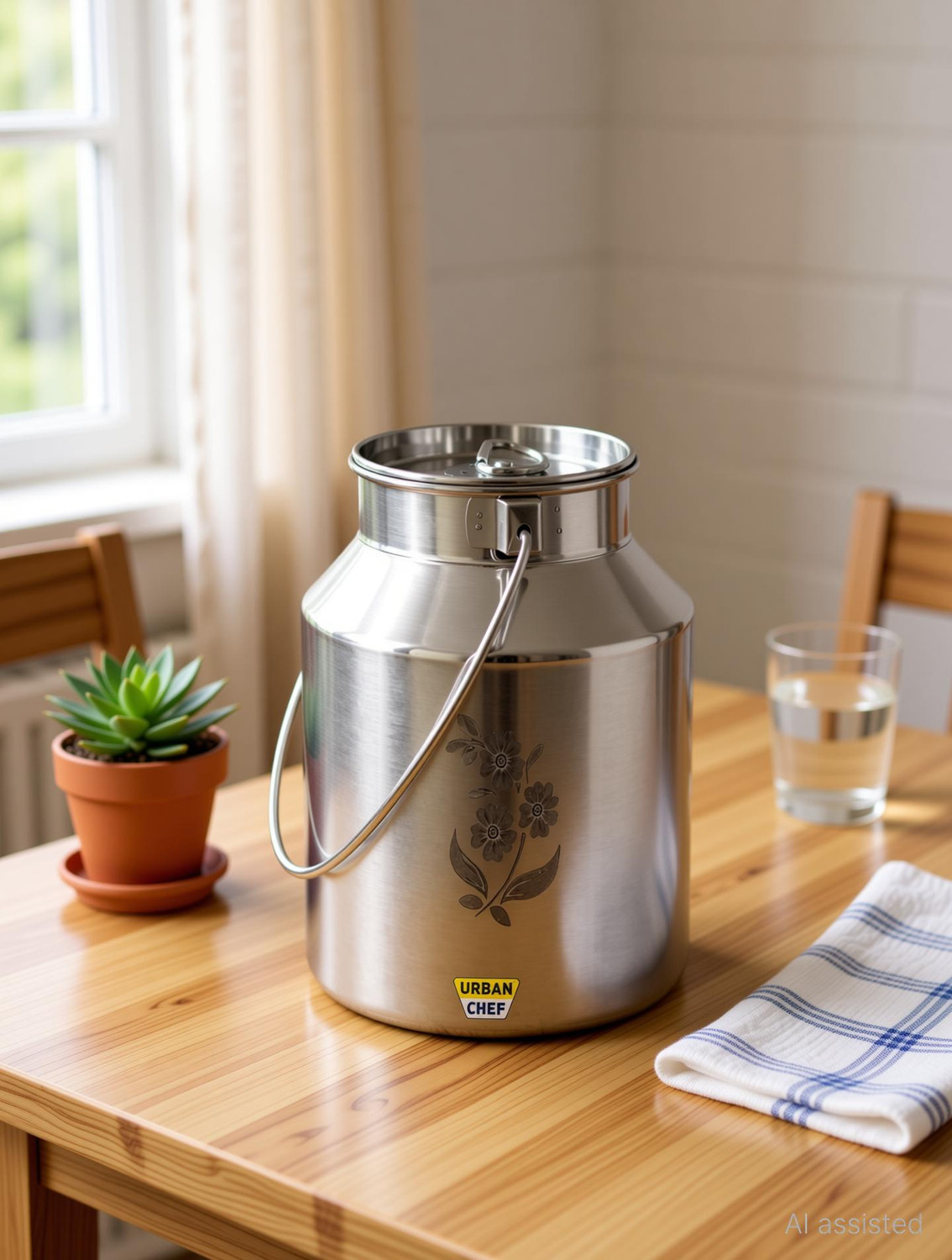 Image of Urban Chef Stainless Steel Milk Container - 4 L