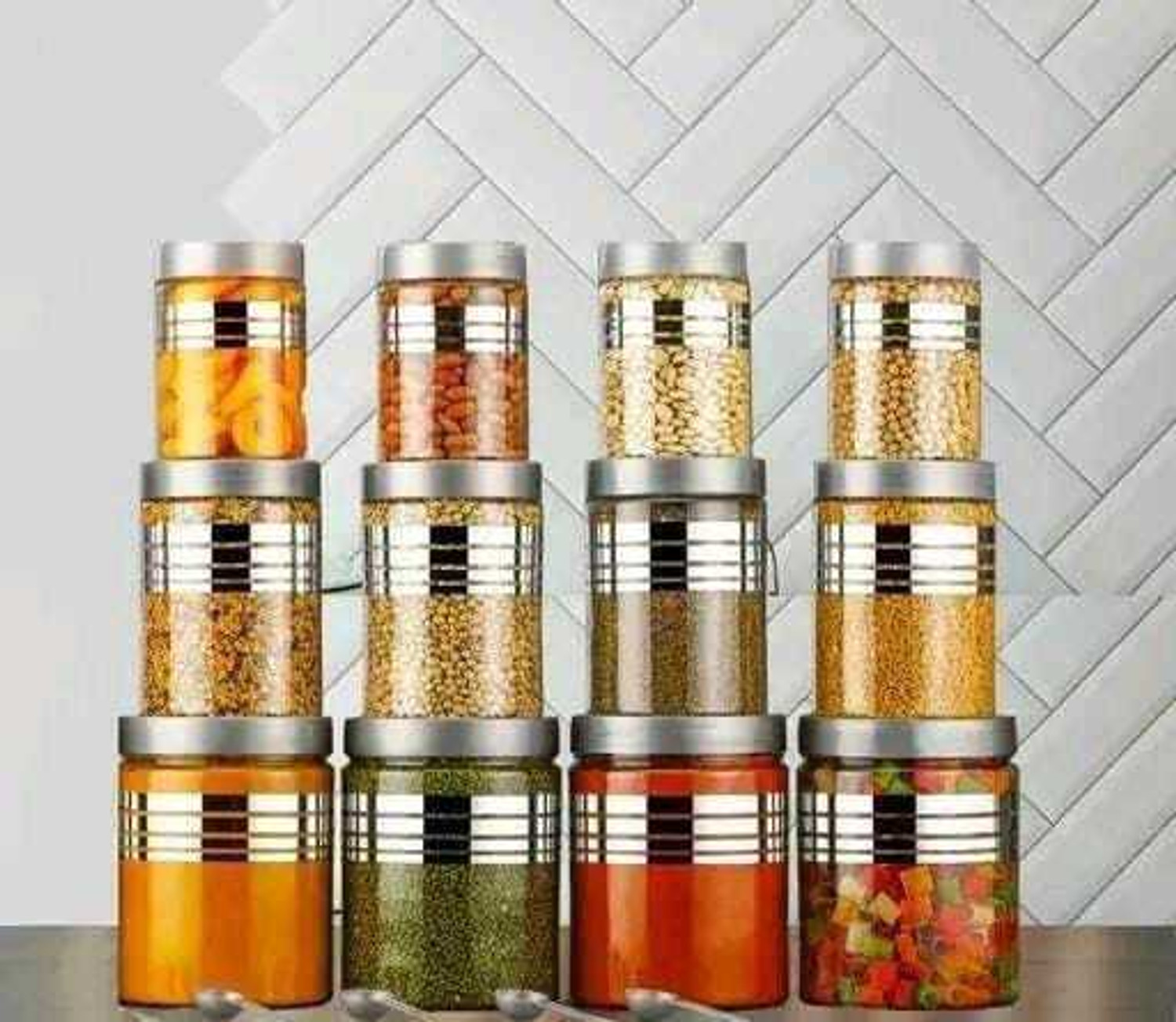 Image of KICHSTORE Plastic Grocery Container - 1200 ml, 650 ml, 350 ml