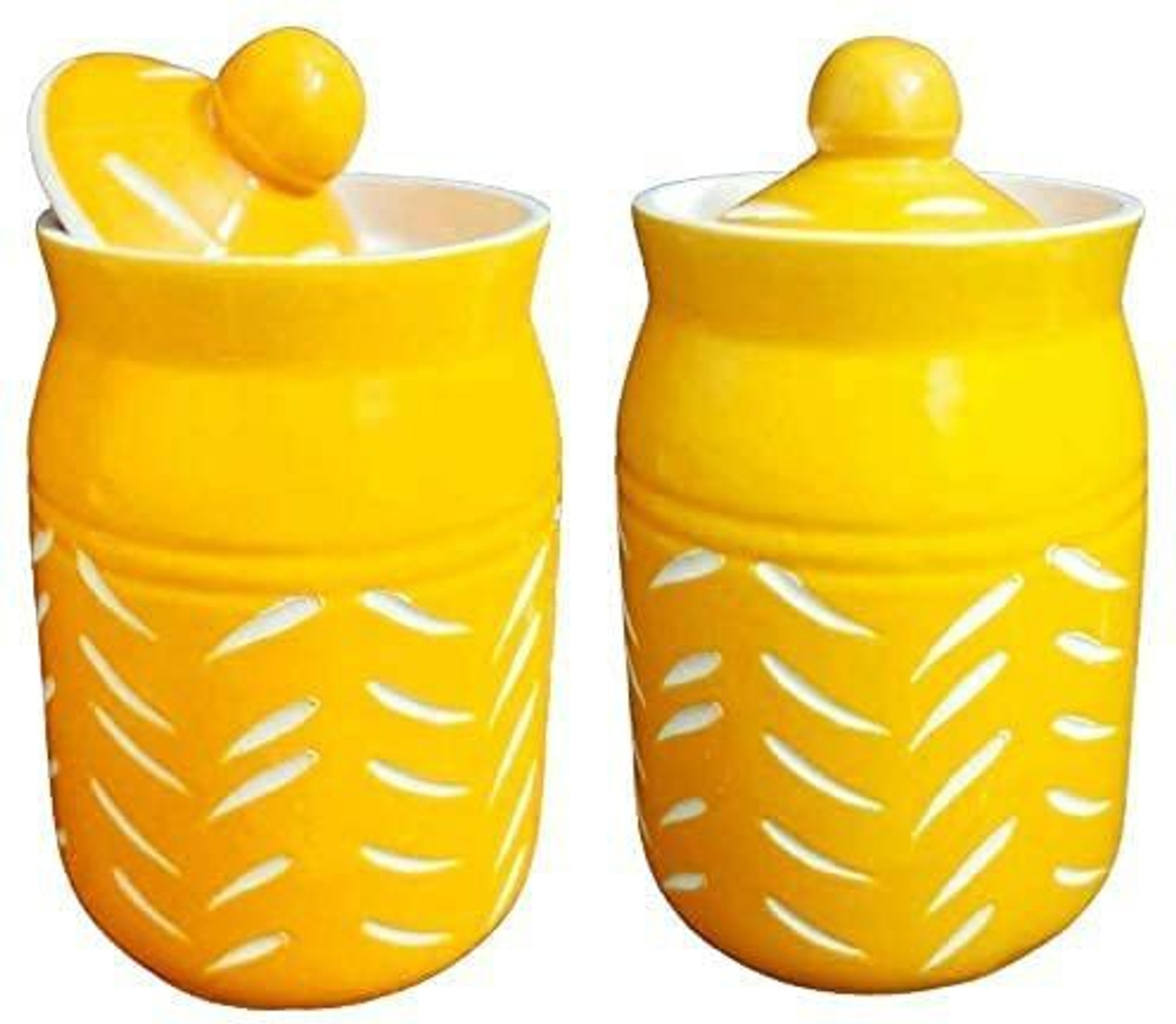Image of Newai Ceramic Pickle Jar - 500 ml (Pack of 2, Yellow)
