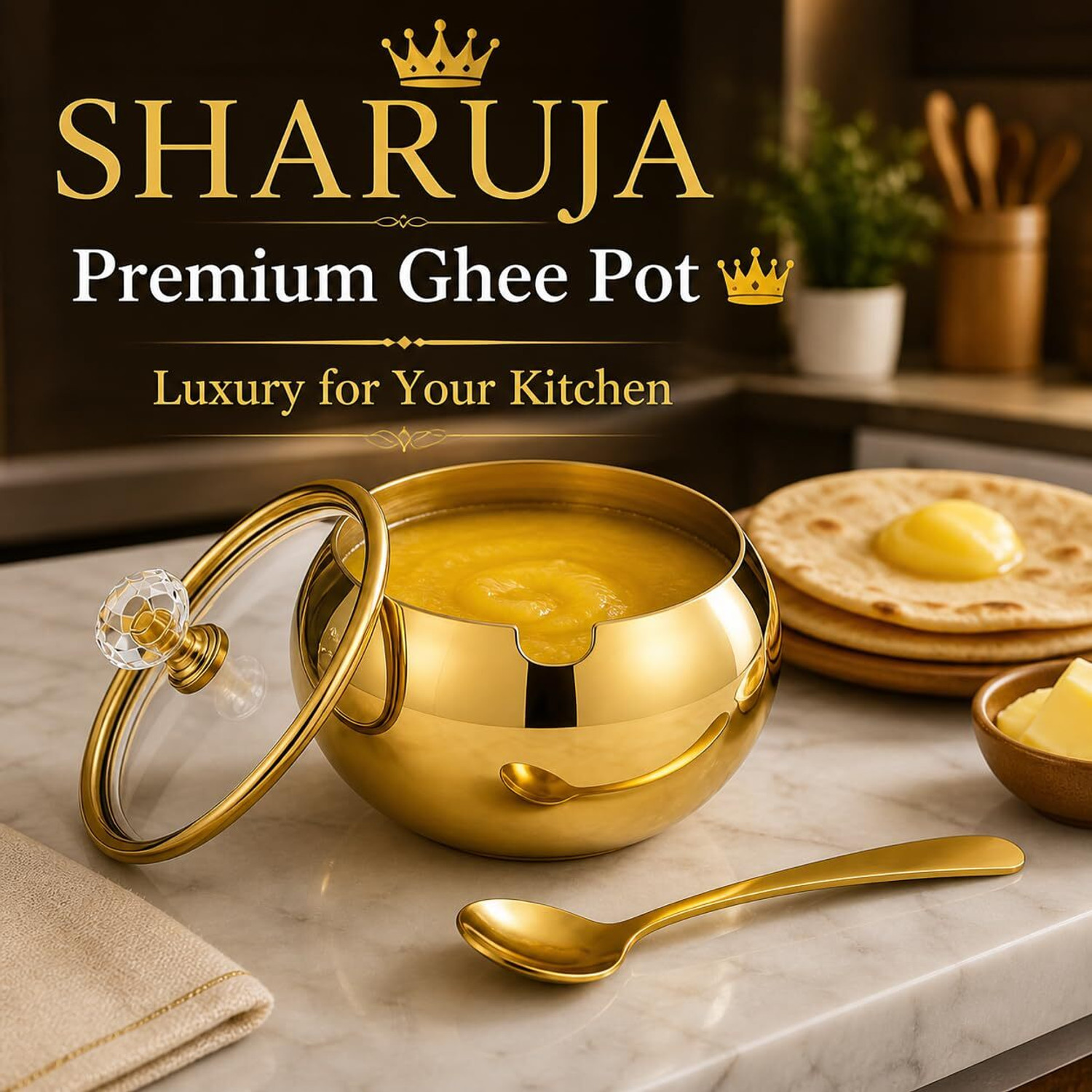 Image of SHARUJA Stainless Steel Fridge Container - 400 ml (Gold)