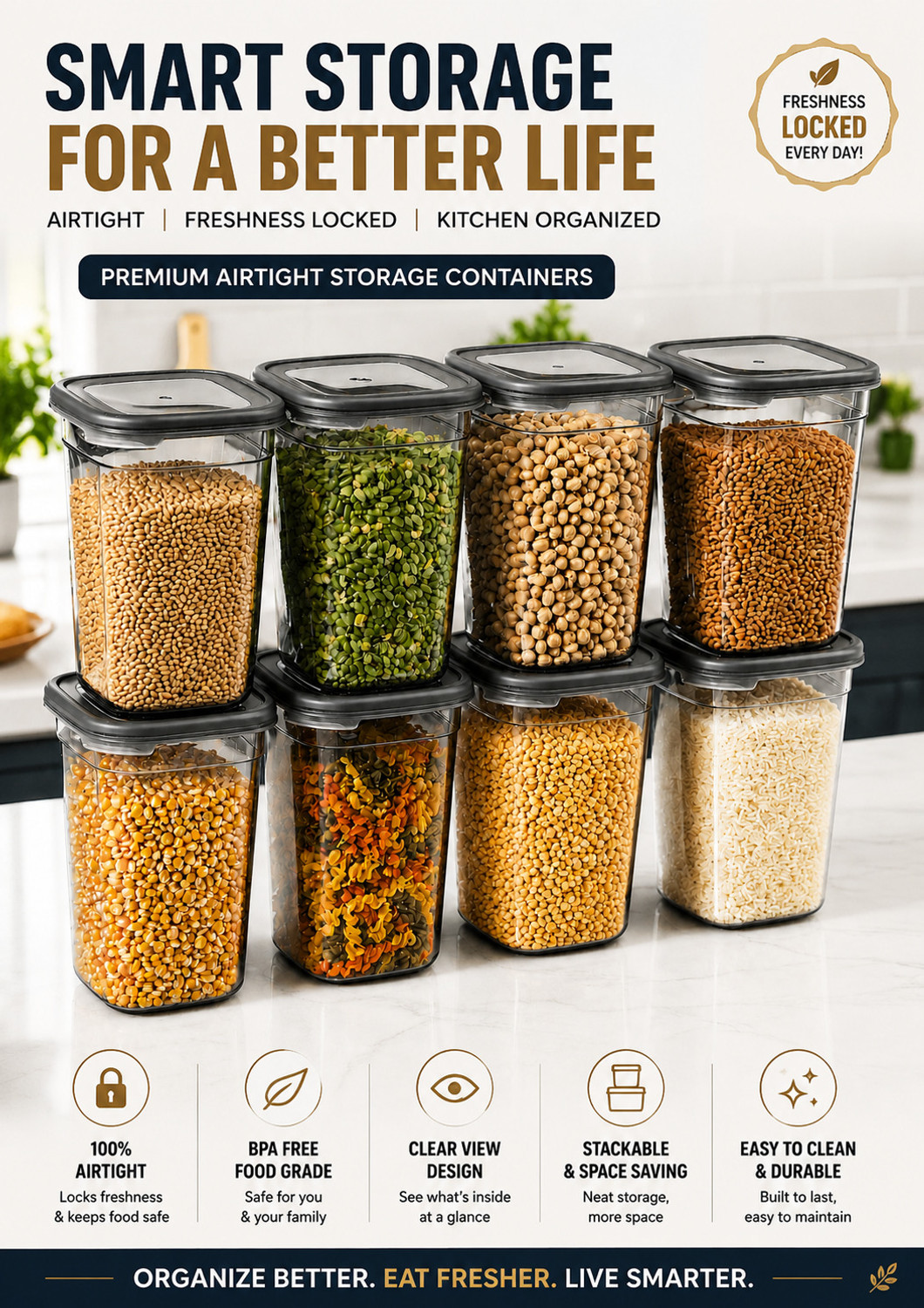 Image of CENTUREUM Plastic Grocery Container - 1000 ml