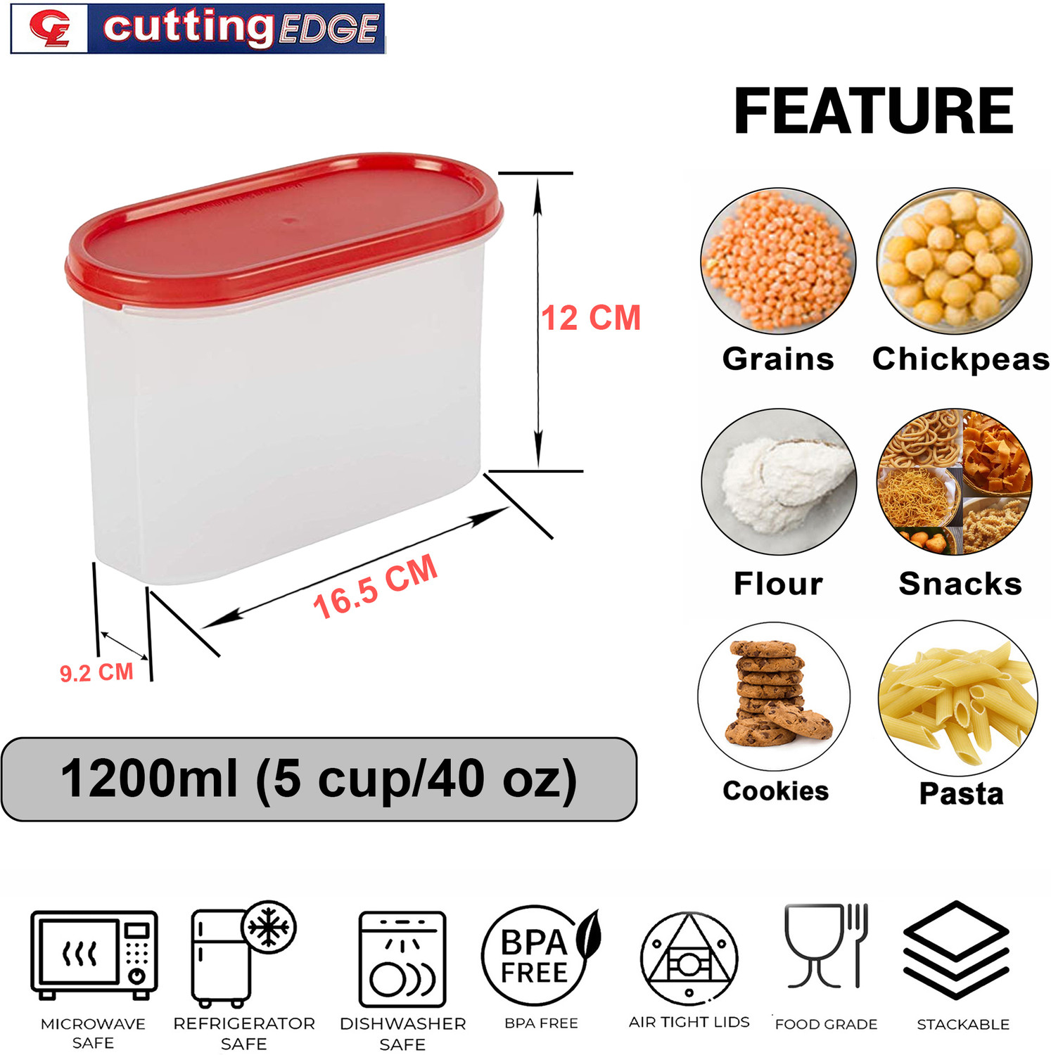 Image of Cutting EDGE Plastic Utility Container - 1200 ml