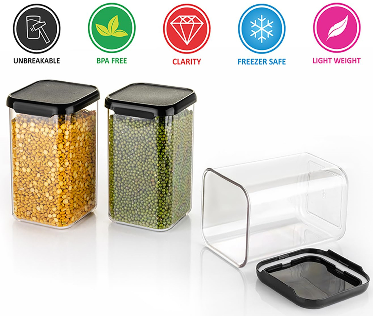 Image of Qtrix Plastic Grocery Container - 1100 ml