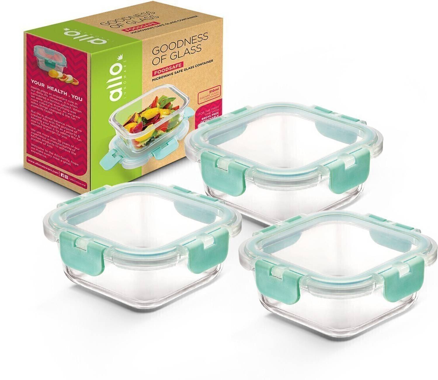 Allo Glass Fridge Container - 310 ml