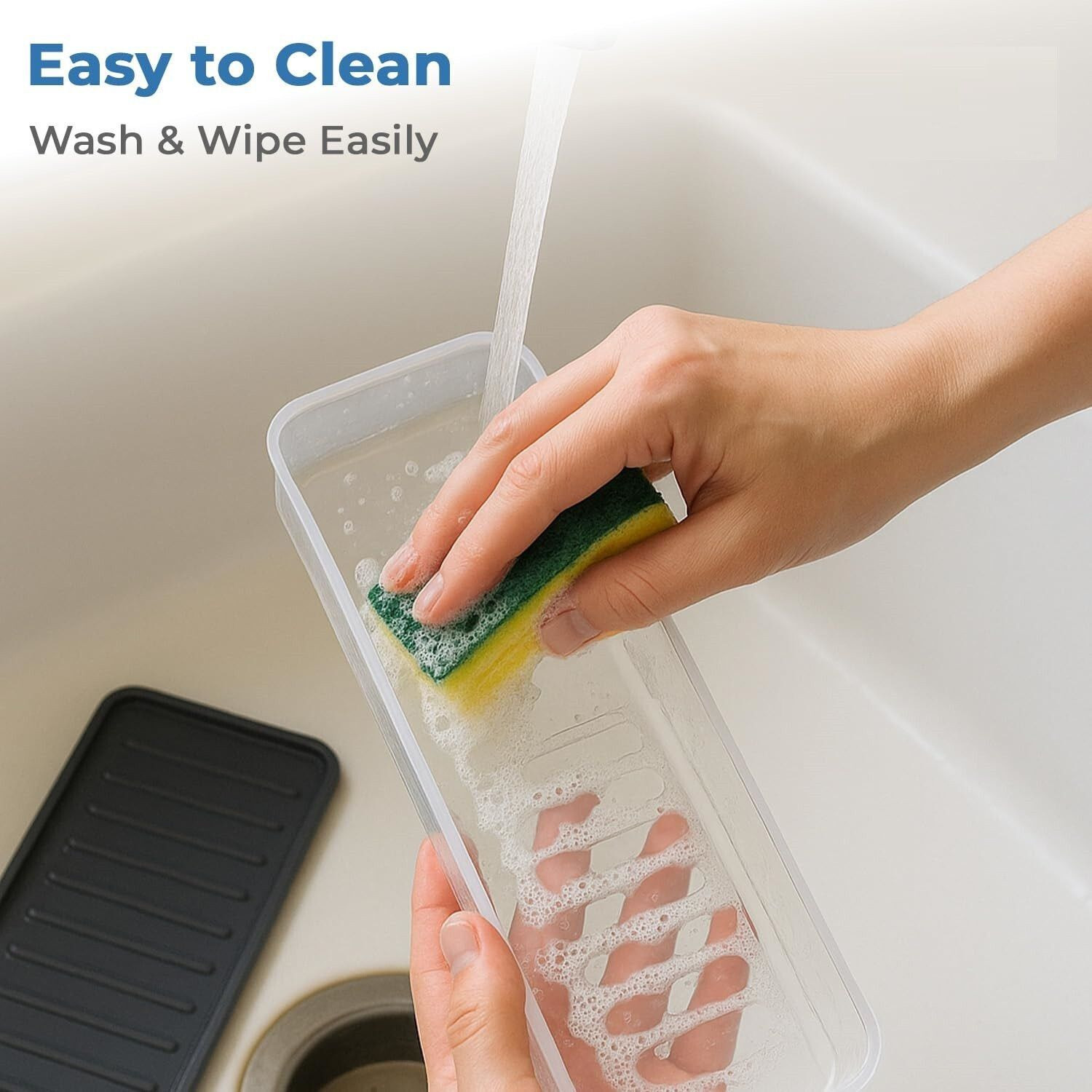 Image of BELLERBIRD Plastic Fridge Container - 1200 ml (Pack of 6, Black)