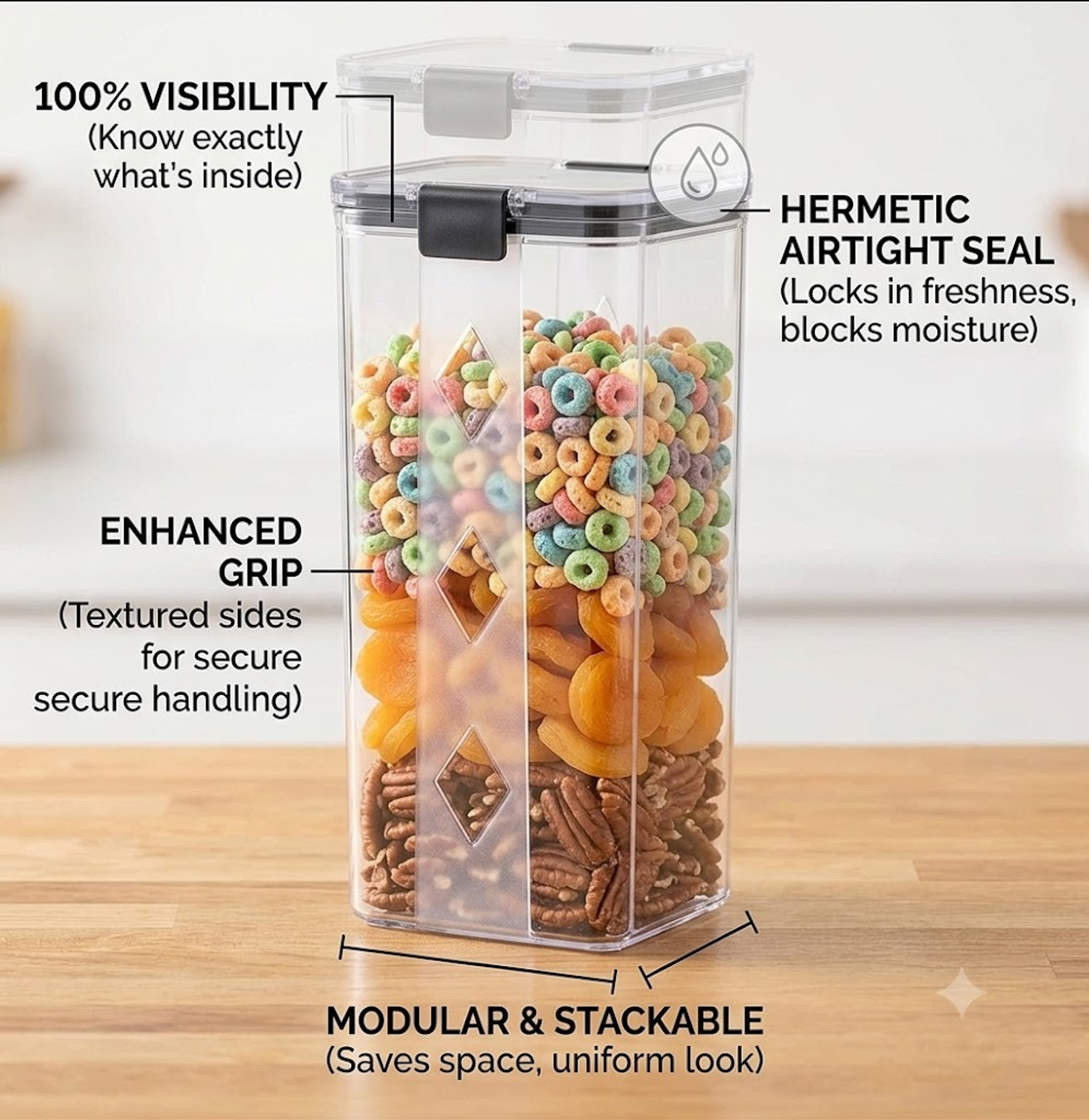 Image of ORVYNLIVING Plastic Grocery Container - 1200 ml