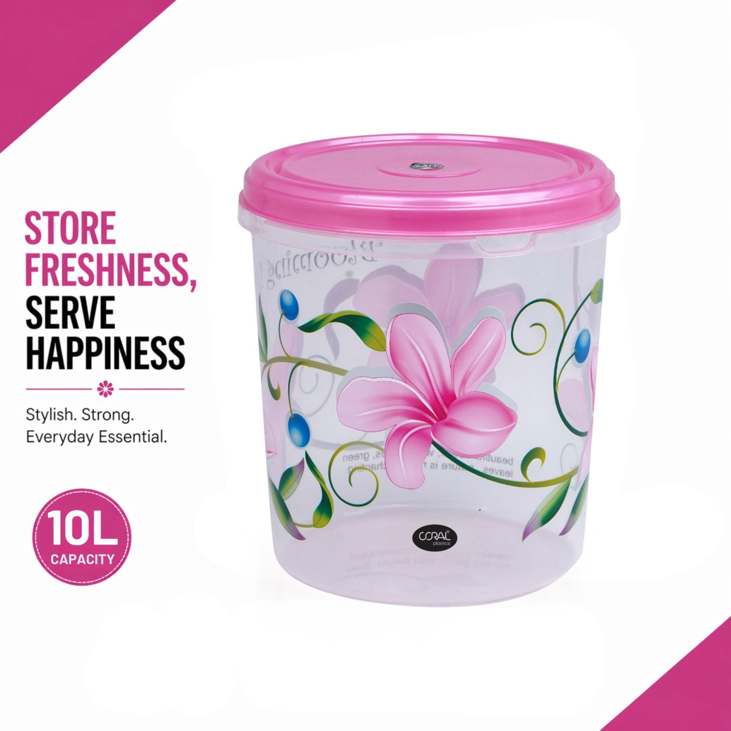 Image of Coral Plastic Plastic Grocery Container - 10 L