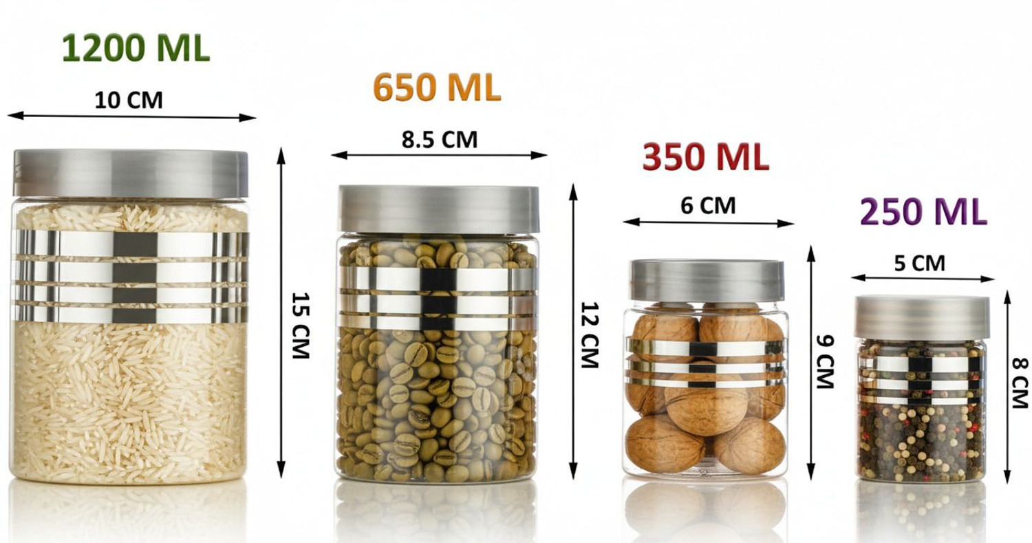 Image of DhaBrij Plastic Grocery Container - 1200 ml, 650 ml, 350 ml, 250 ml