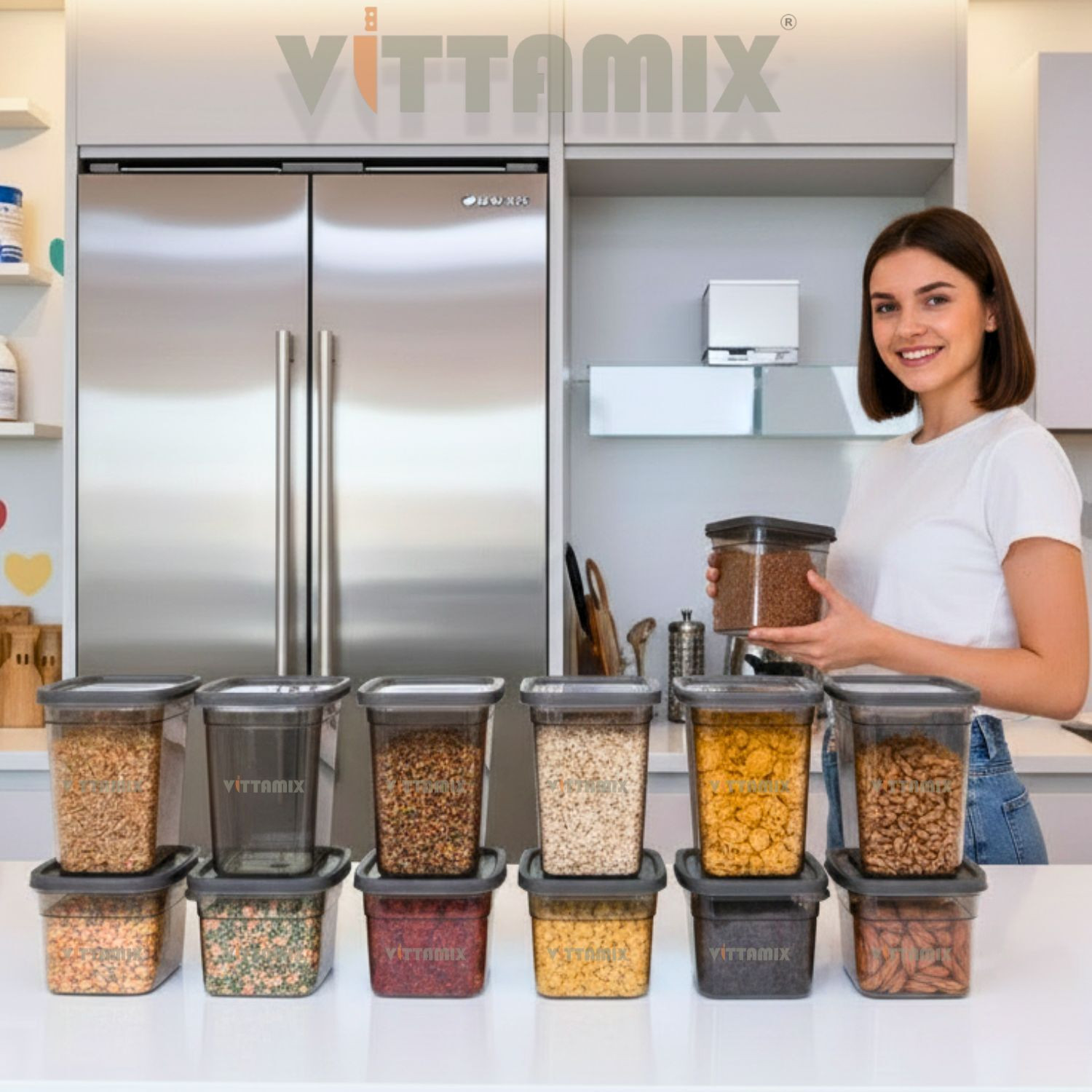 Image of Vittamix Plastic Grocery Container - 500 ml, 1100 ml