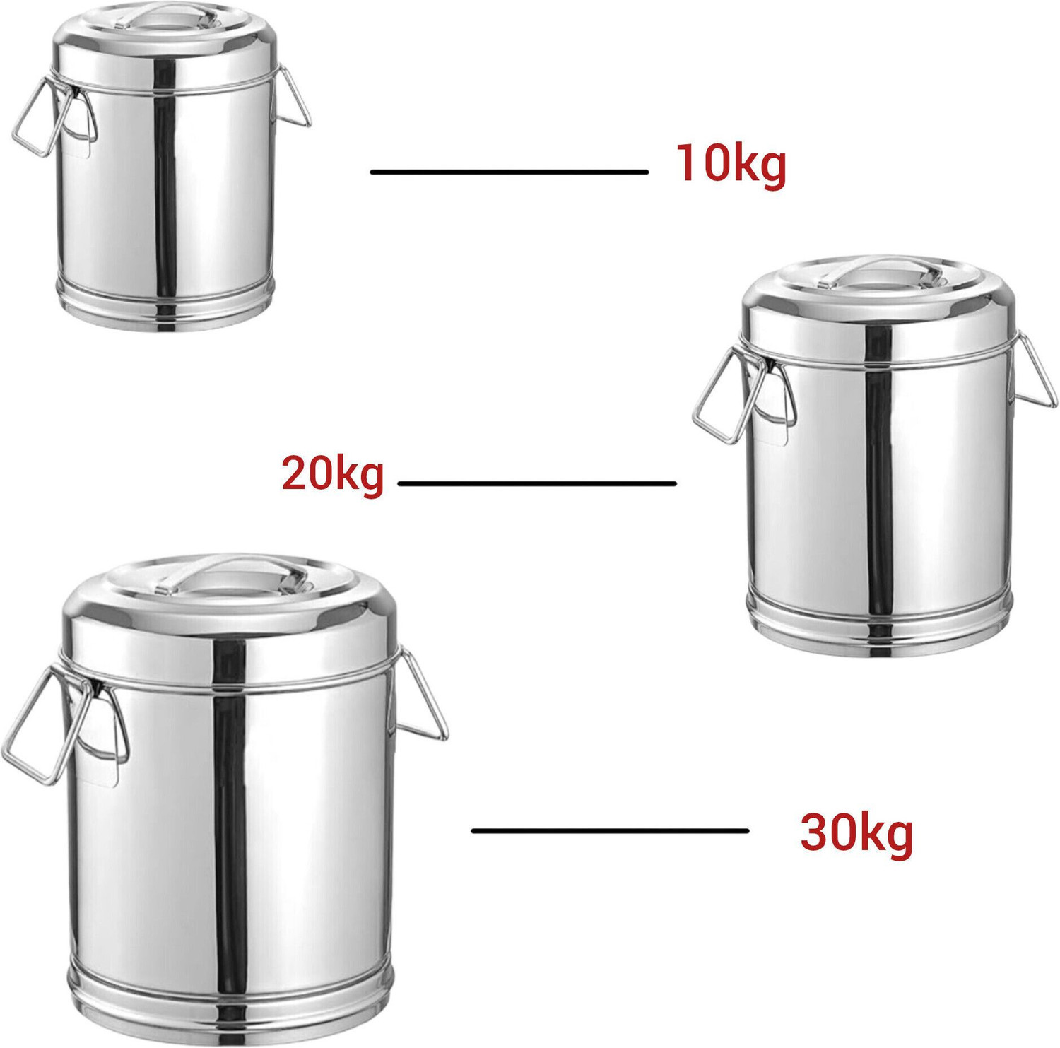 Image of ARGKW Stainless Steel Grocery Container - 29 L, 20 L, 10 L