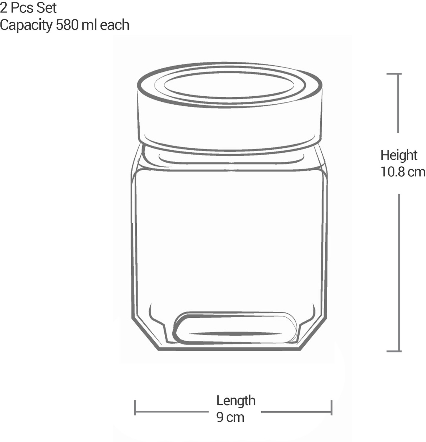 Image of TREO Glass Utility Container - 580 ml (Pack of 2, Clear)