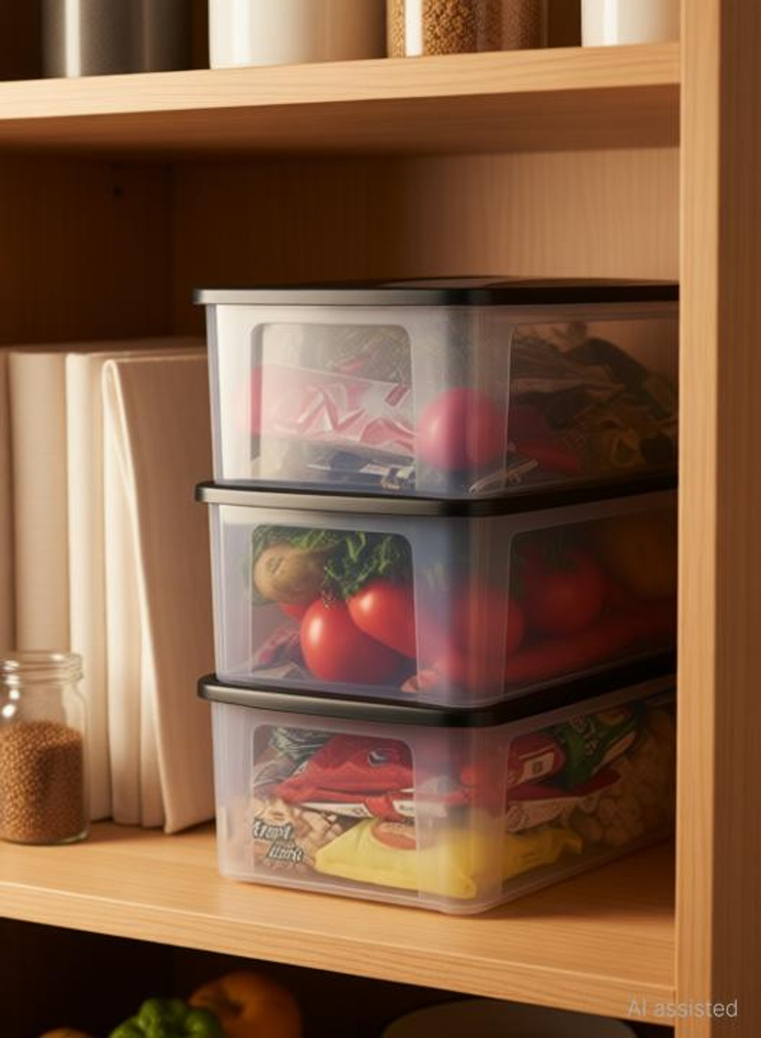 Image of UNDERZONE Plastic Fridge Container - 2000 ml (Pack of 3, Black, White, Multicolor)